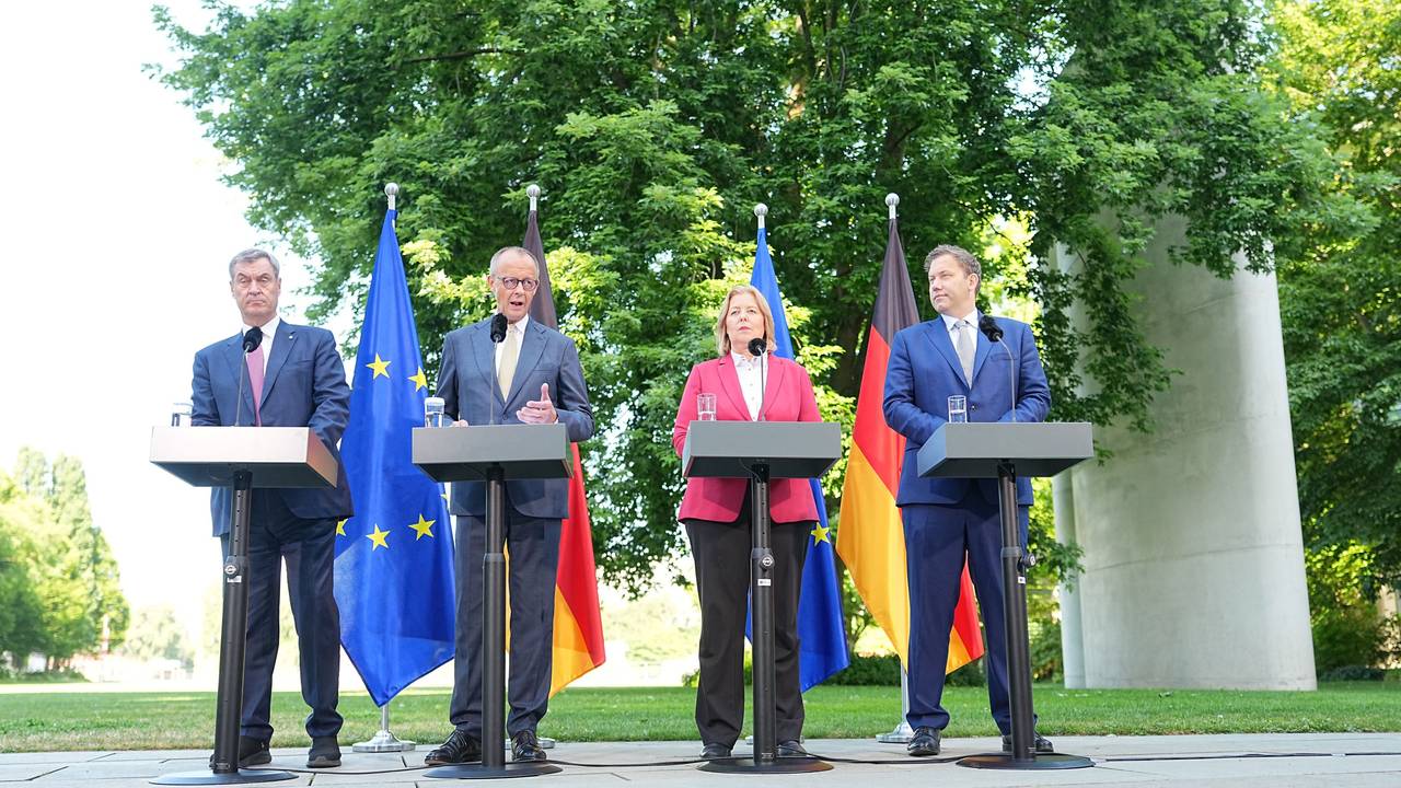 Die Parteichefs von Union und SPD: Markus Söder, Friedrich Merz, Bärbel Bas, Lars Klingbeil