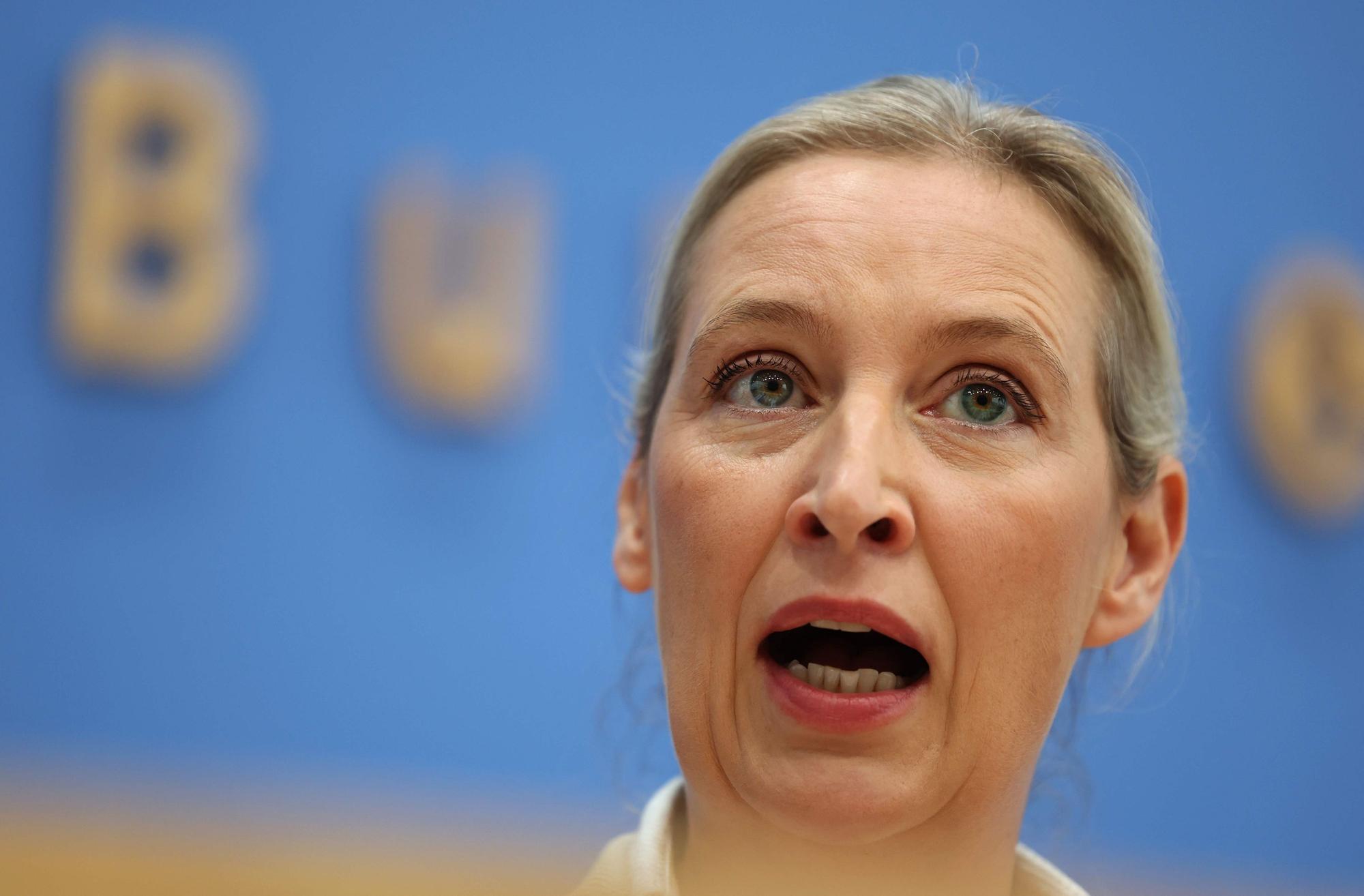 Alice Weidel auf einer PK.