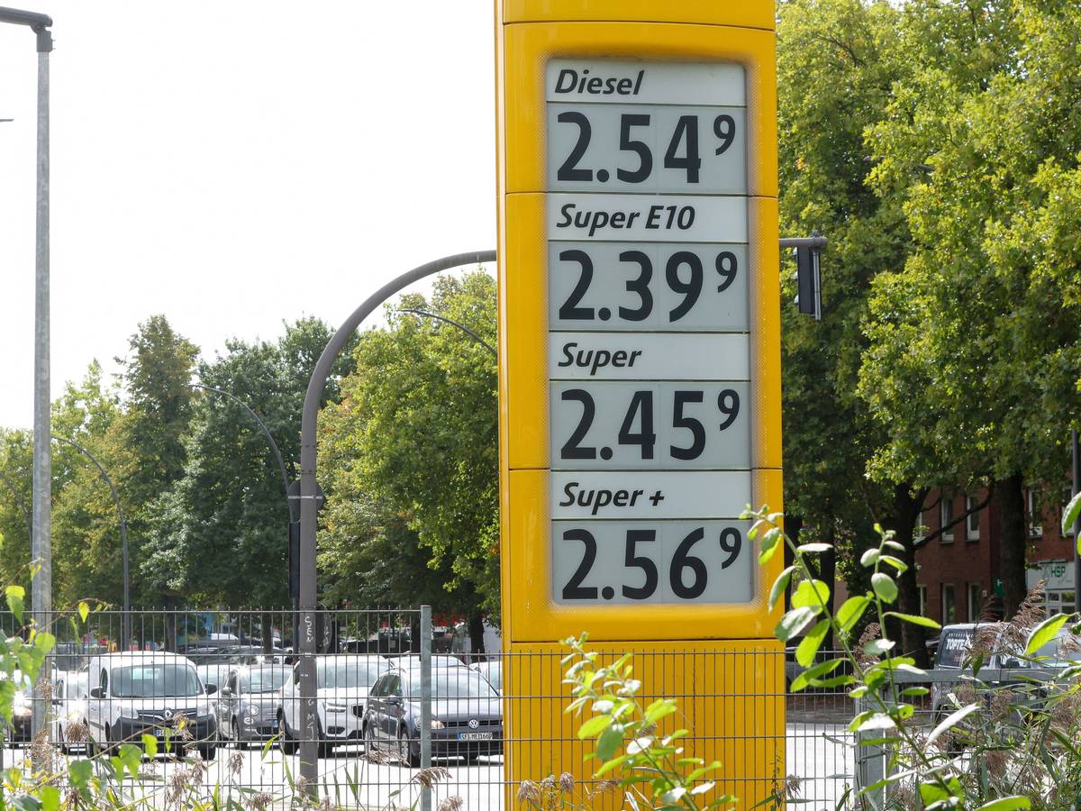 Auf einem Preisschild an einer Hamburger Tankstelle werden die aktuellen Preise für Kraftstoffe angezeigt. (Archivbild)