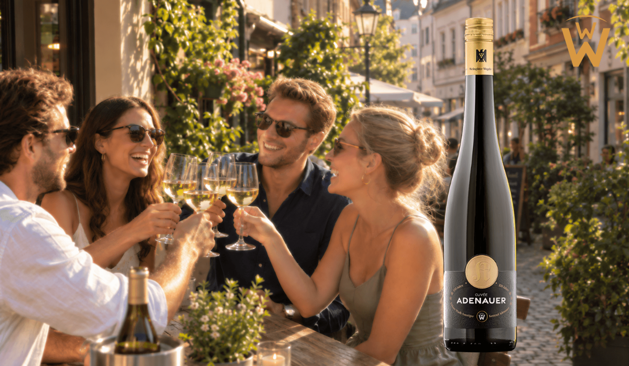 Die Flasche des Jubiläums-Rieslings „Adenauer“ vom Weingut Wegeler.