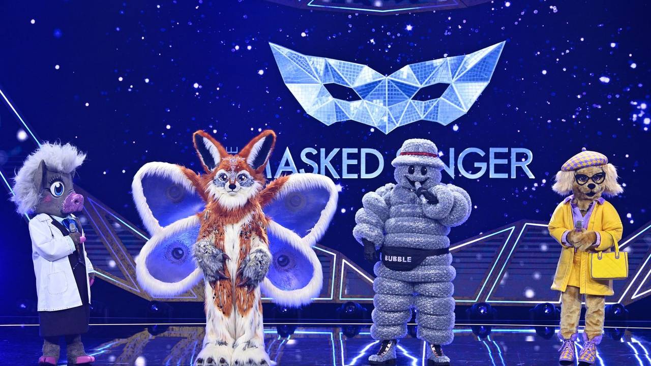 Sie singen und tanzen wieder, aber ein bisschen anders. In der ersten Show von „The Masked Singer“ (ProSieben) traten Prof. Dr. Dr Schweinstein, Momo, Bubble und Emily Wau (von links) auf. Für zwei von ihnen war der „Maskenball“ gleich wieder beendet. (Bild: Joyn/Willi Weber)