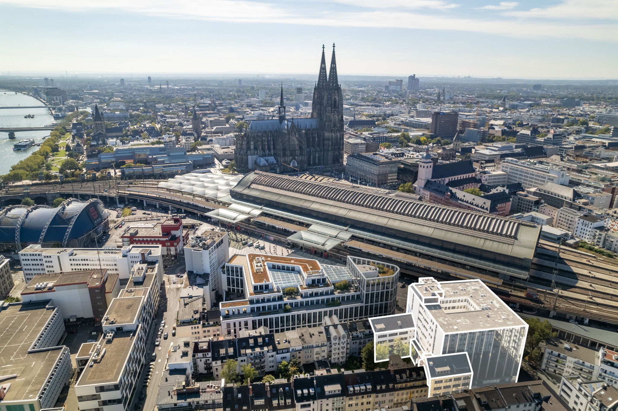 Es geht um das in Weiß eingezeichnete Gebäude.