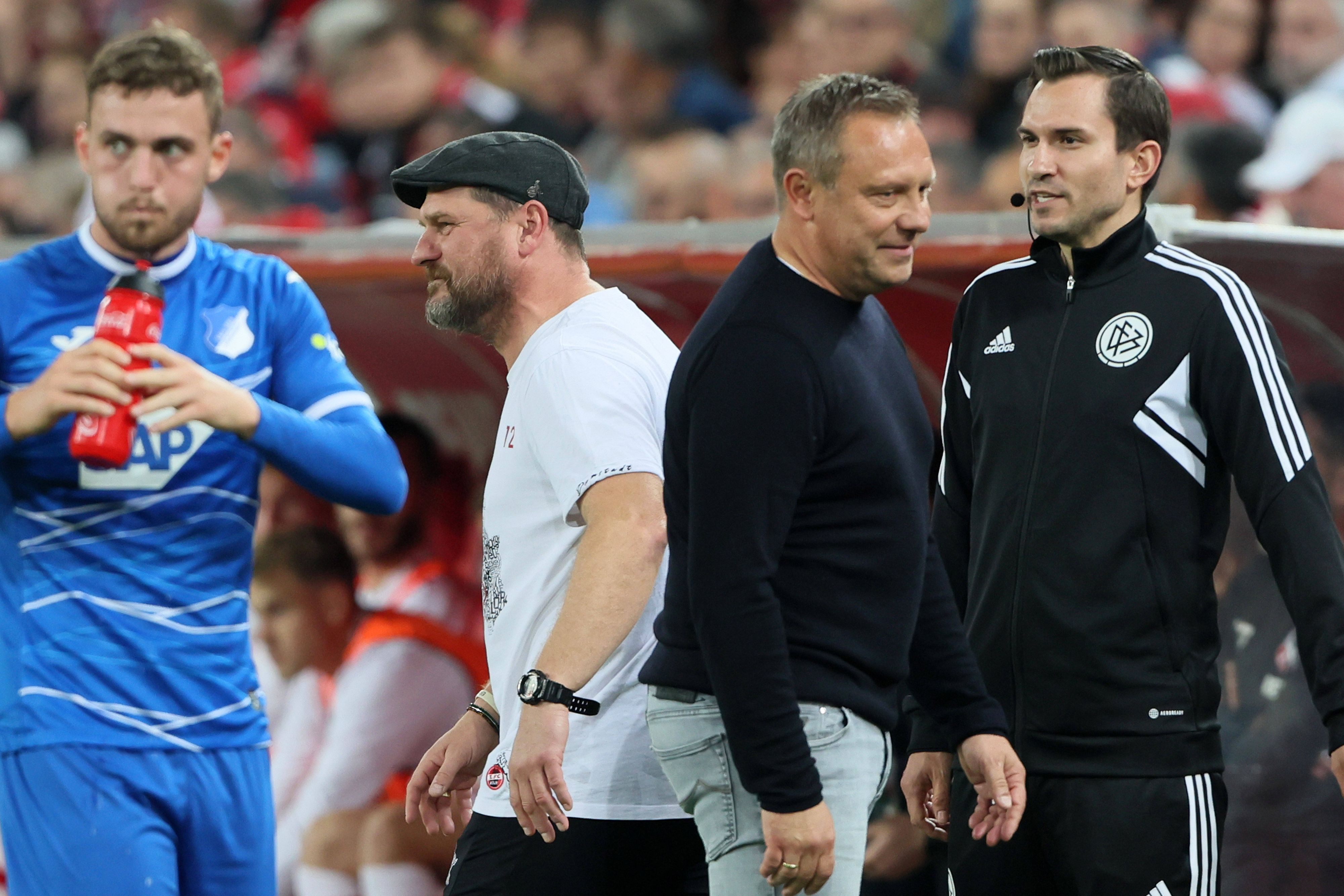 Andre Breitenreiter und Steffen Baumgart bei einem Aufeinandertreffen in der Bundesliga.