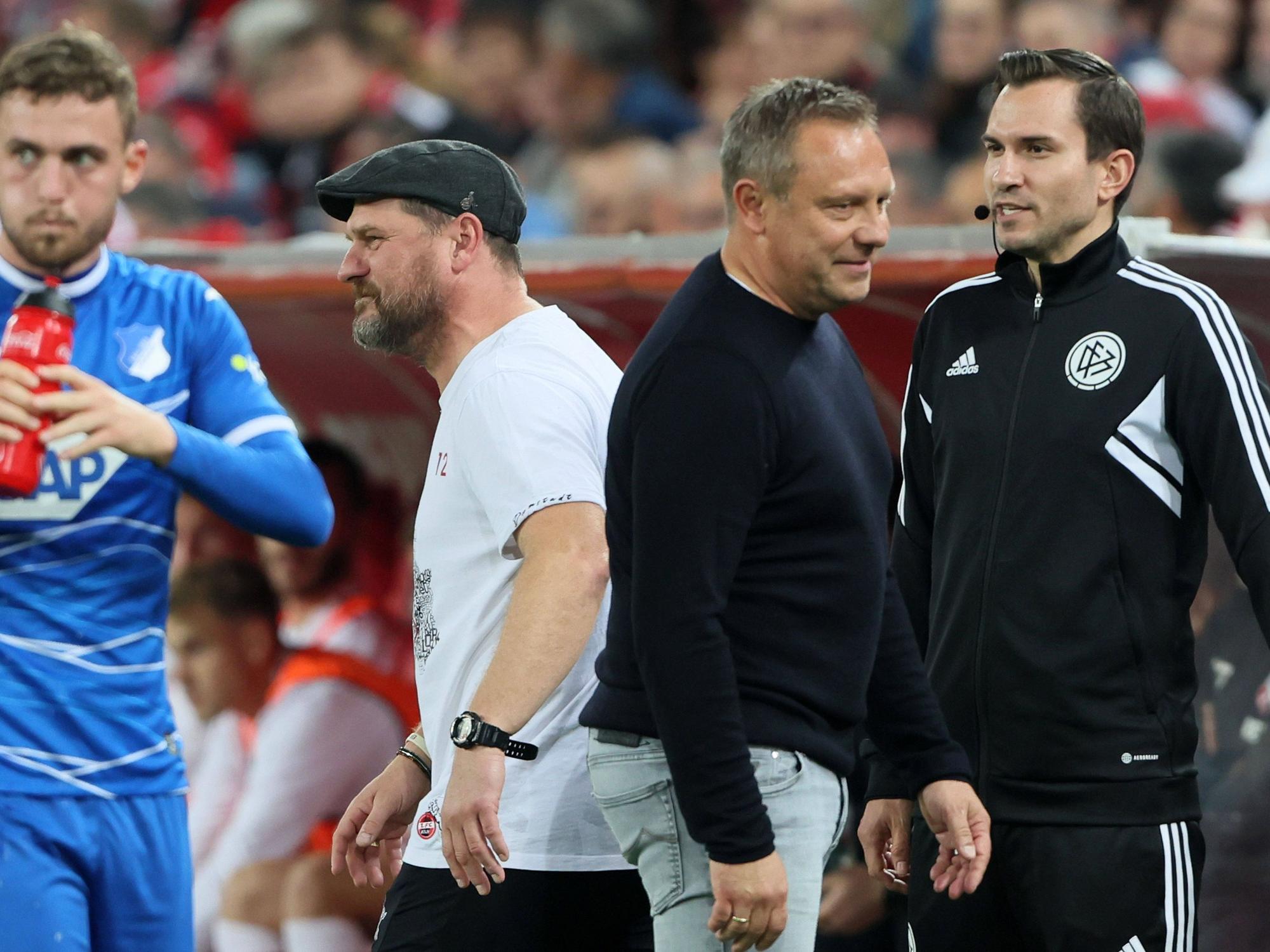 Andre Breitenreiter und Steffen Baumgart bei einem Aufeinandertreffen in der Bundesliga.
