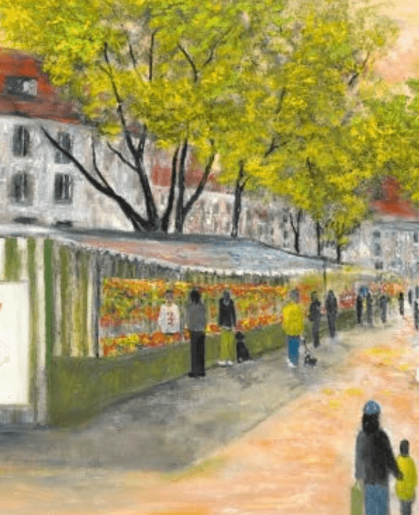 Malerei von Wolfgang Schieffer zum Wochenmarkt in Niehl