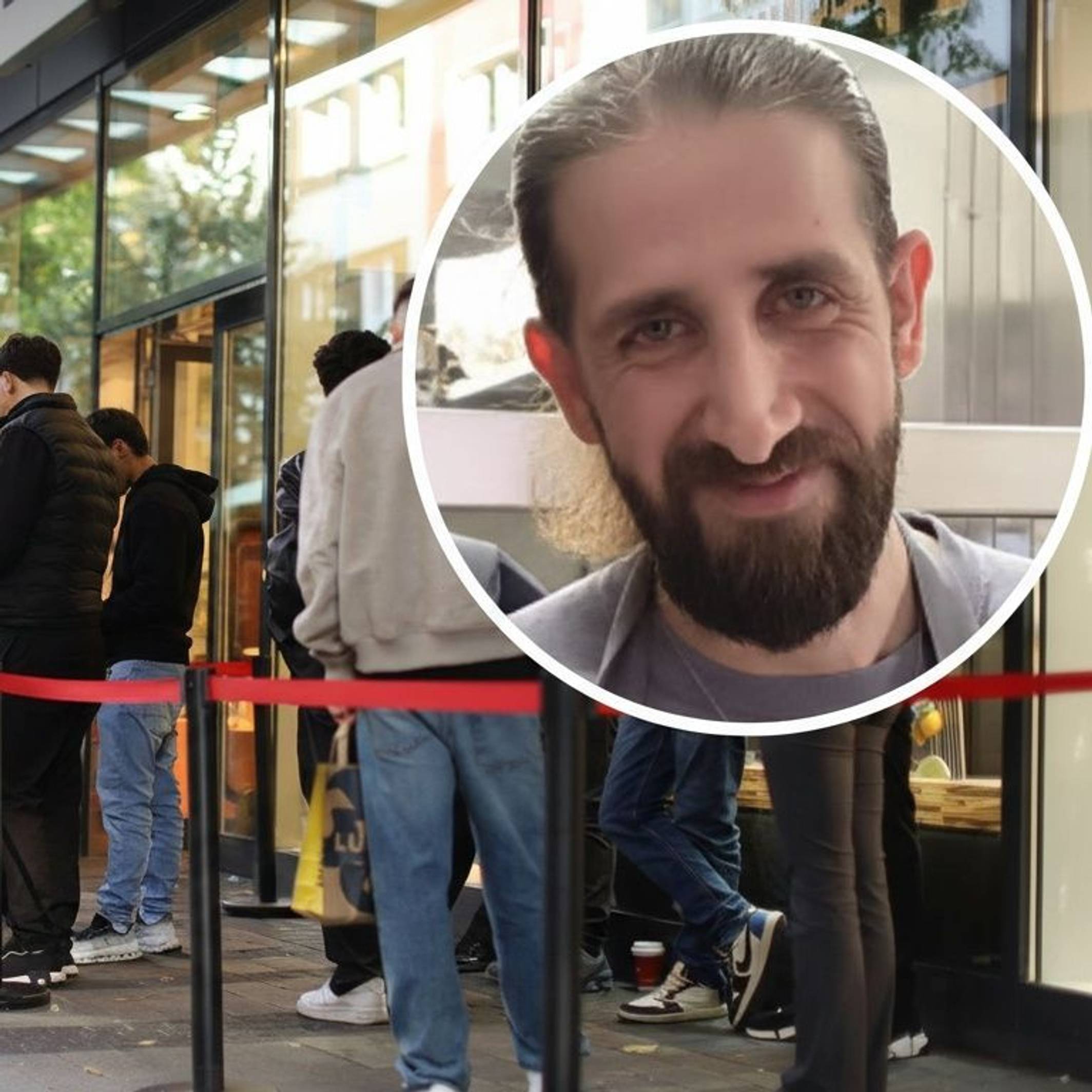 Eine Schlange vor der Kölner Filiale von Nhas City Chicken - Betreiber Omar Nhas hat für seine Gäste eine App an den Start gebracht.