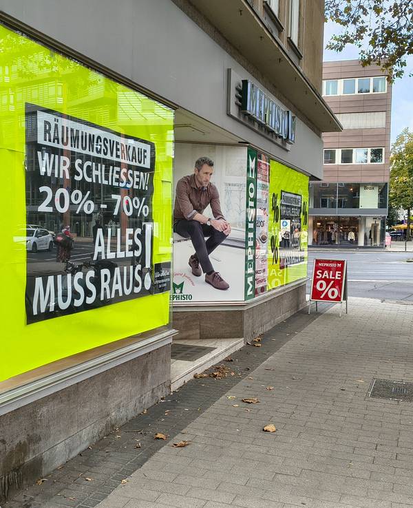 Der Mephisto-Shop in der Kölner Innenstadt schließt.