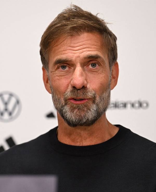 Bundestrainer Jürgen Klopp auf einer Pressekonferenz des DFB