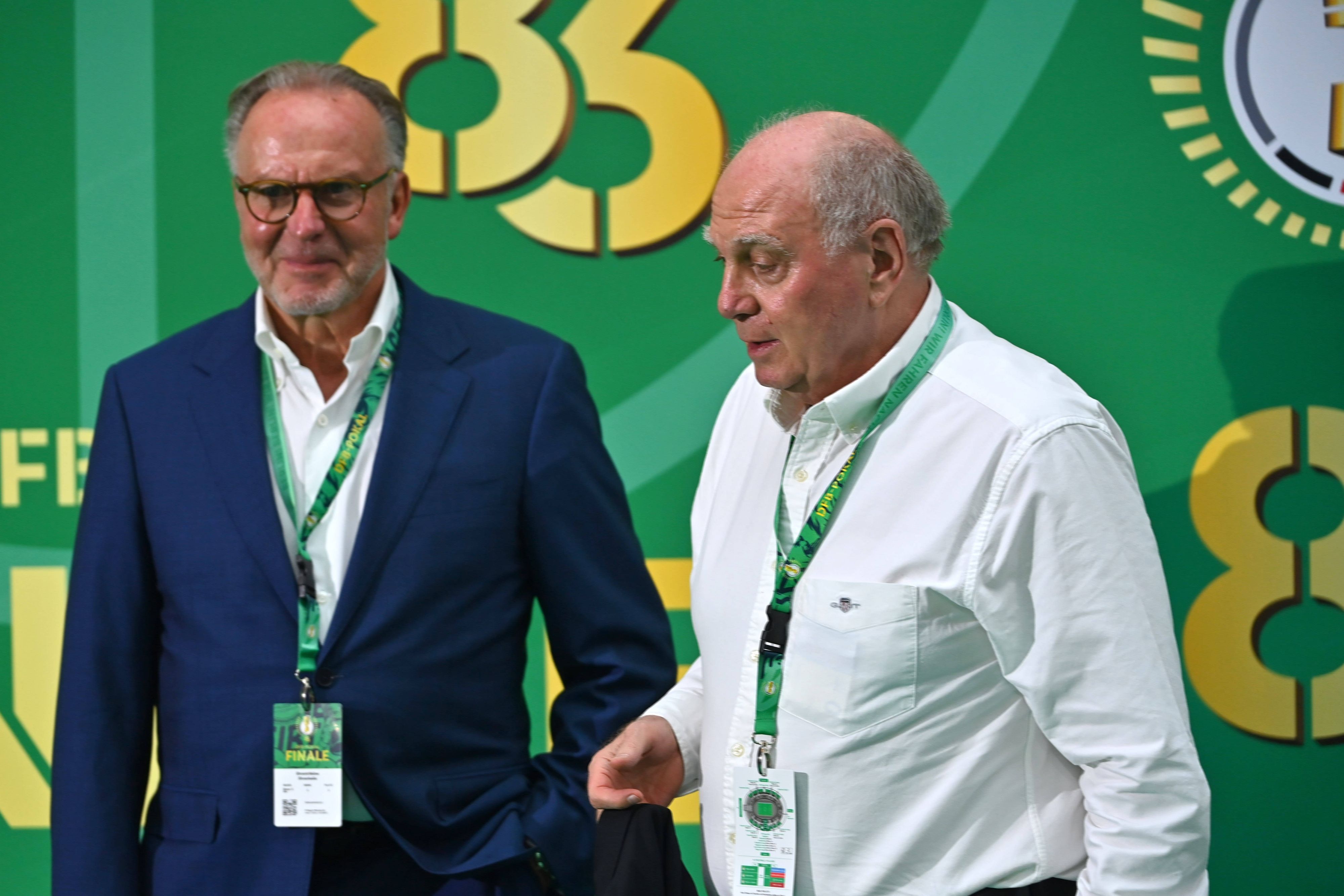 Uli Hoeneß und Karl-Heinz Rummenigge im Rahmen des DFB-Pokals.