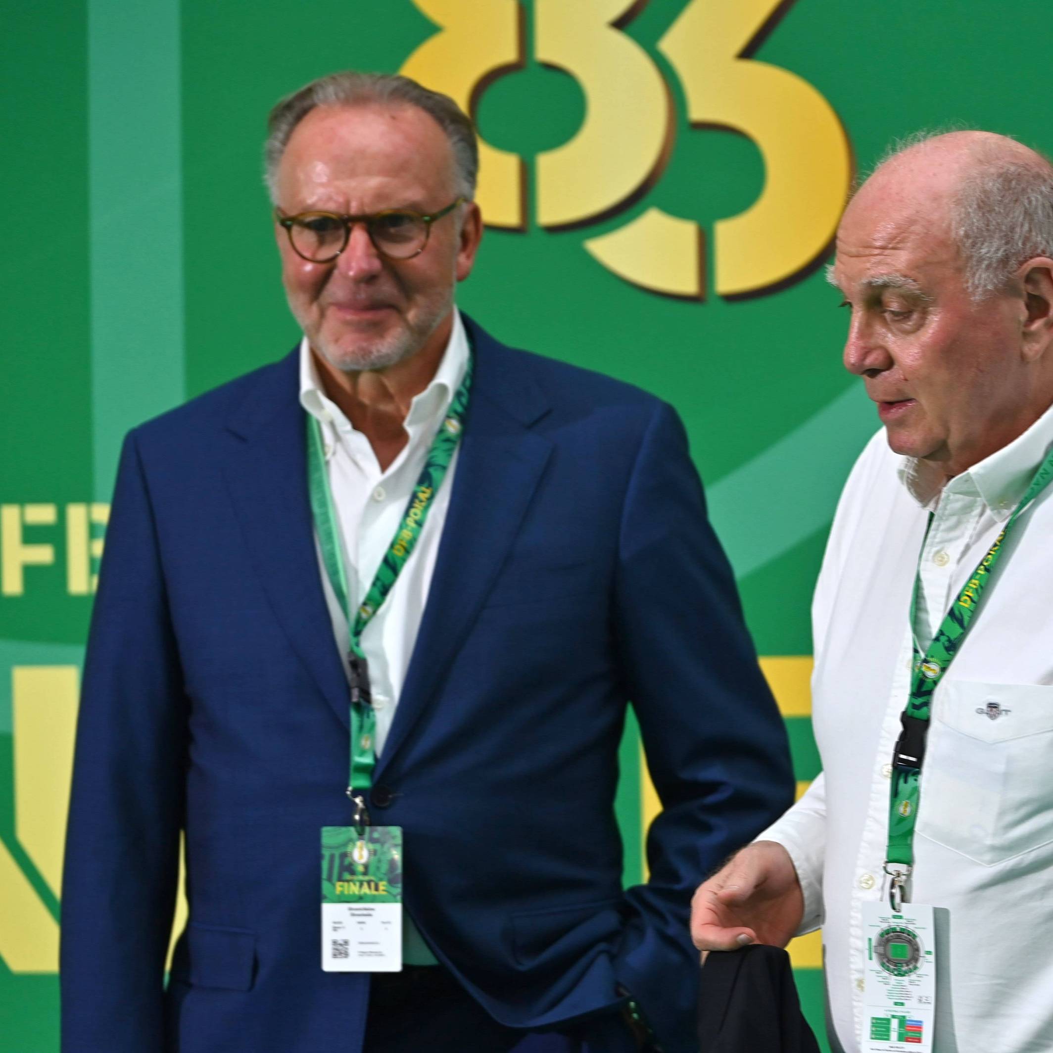 Uli Hoeneß und Karl-Heinz Rummenigge im Rahmen des DFB-Pokals.