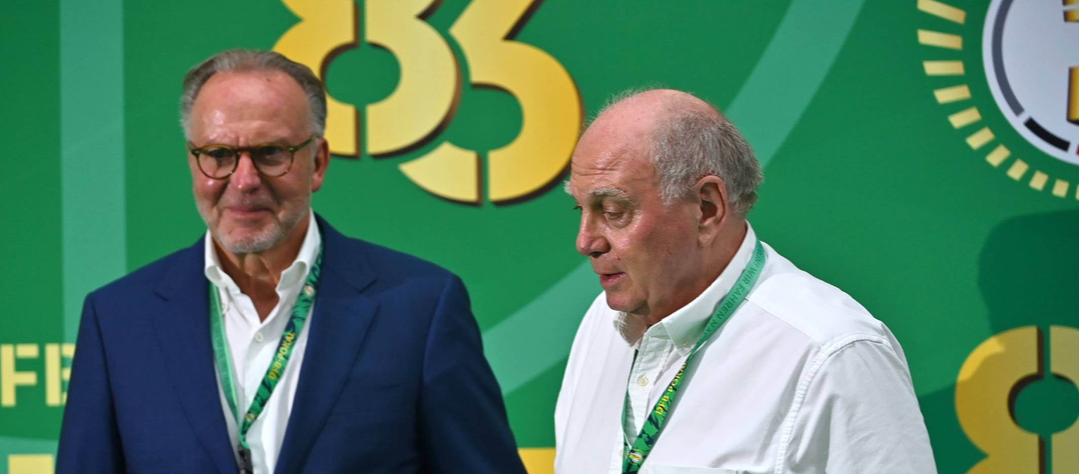 Uli Hoeneß und Karl-Heinz Rummenigge im Rahmen des DFB-Pokals.