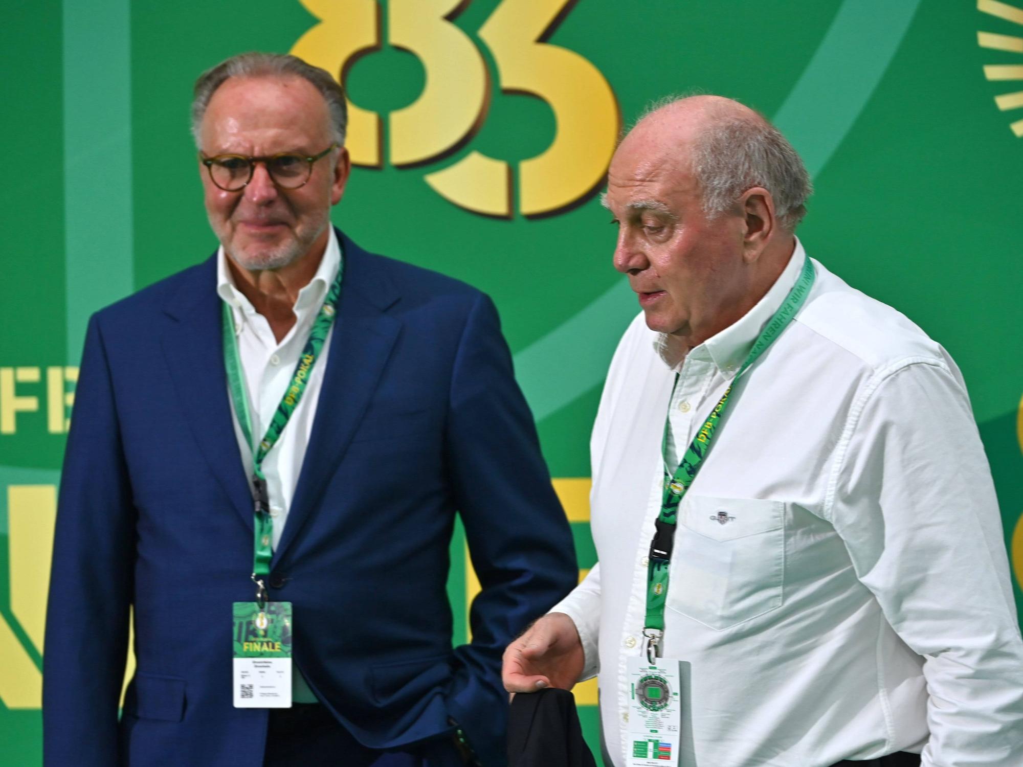Uli Hoeneß und Karl-Heinz Rummenigge im Rahmen des DFB-Pokals.
