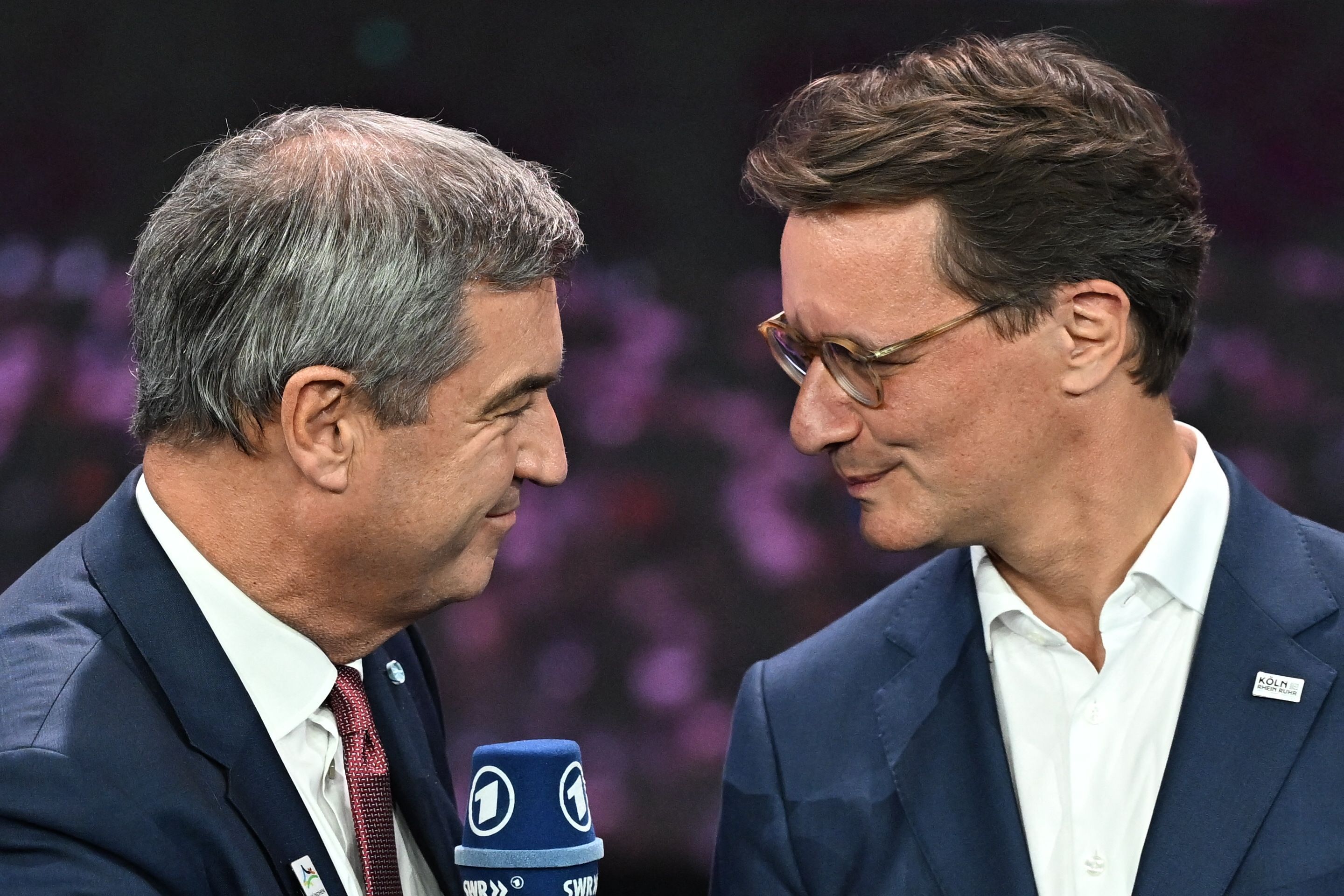 Wollen die Olympischen Spiele gemeinsam nach Deutschland holen: Bayerns Ministerpräsident Markus Söder und sein NRW-Kollege Hendrik Wüst (v.l.)