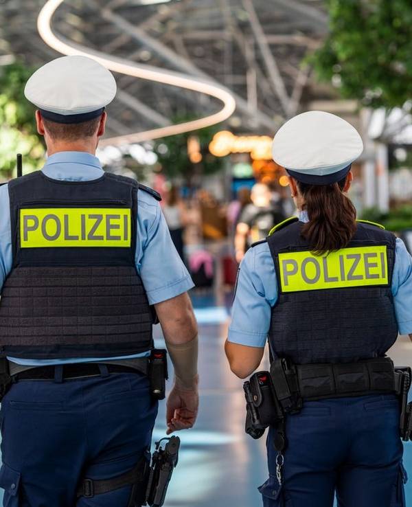 Ein Beamter der Bundespolizei am Flughafen (Symbolbild).