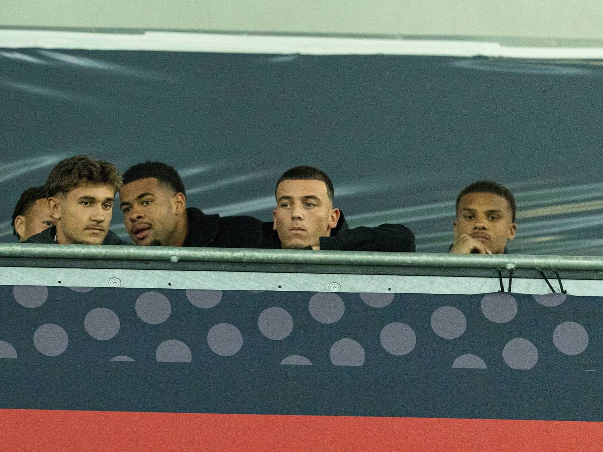 Saßen am Sonntag (27. September 2026) in der WWK-Arena Augsburg beim Länderspiel Deutschland gegen Griechenland: Tom Bischof, Noah Atubolu, Said El Mala und Malick Thiaw (v.l.).