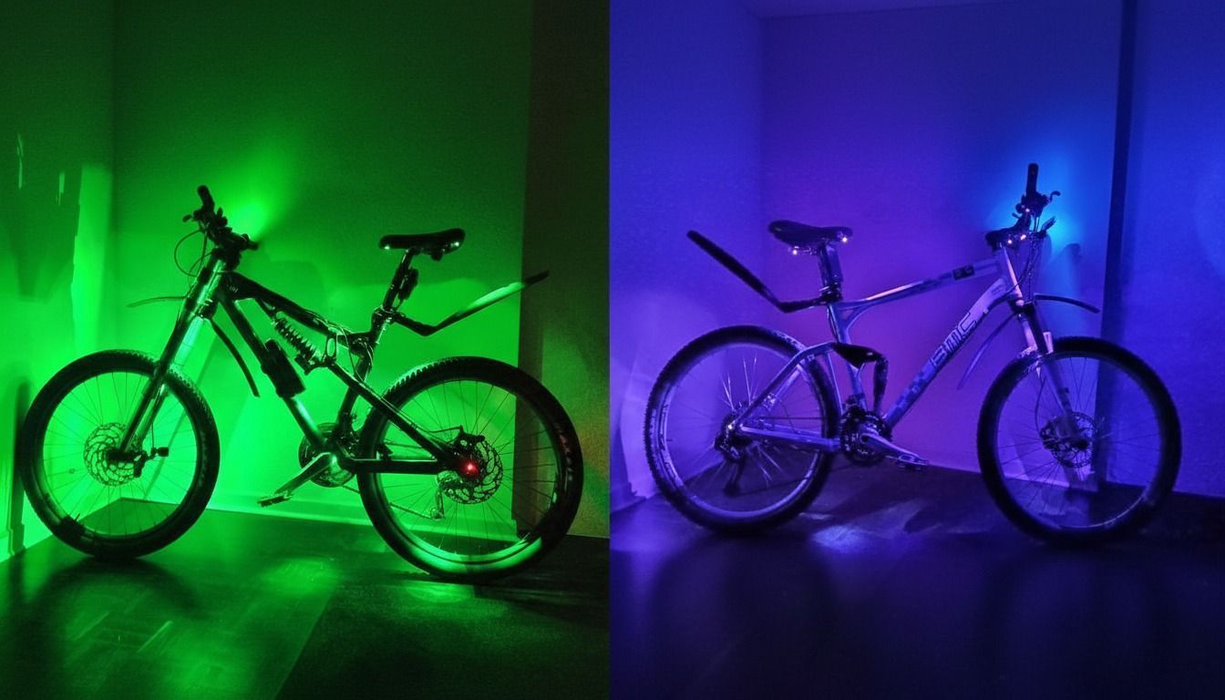 Zwei geklaute Fahrräder von Dennis Johrend aus Köln-Lindenthal. Das Besondere an den Rädern ist die selbst gebaute LED-Beleuchtung.