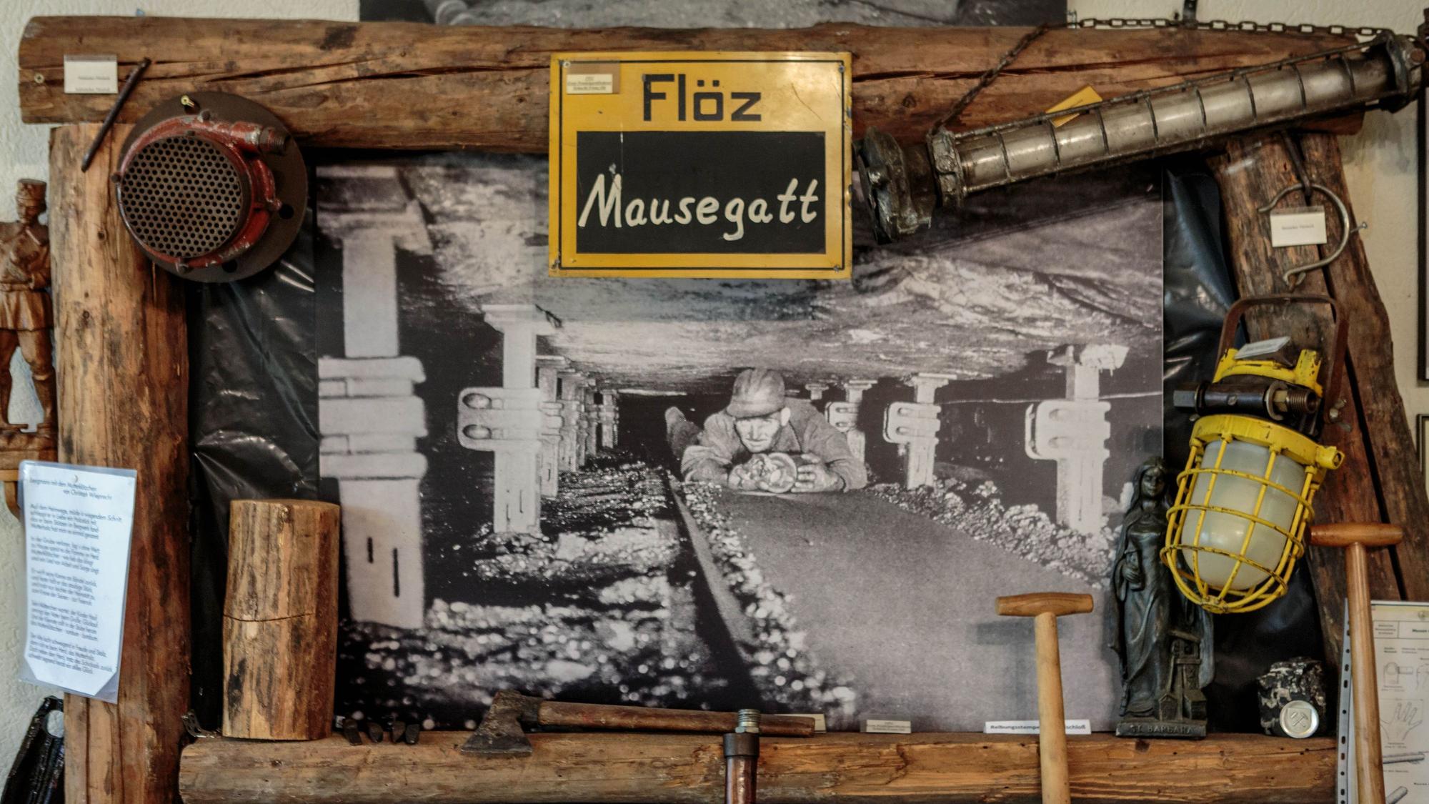 Rundgang durch die Rheinhauser Bergbausammlung e.V. in Duisburg - hier: Querschnitt des Flöz Mausegatt.t