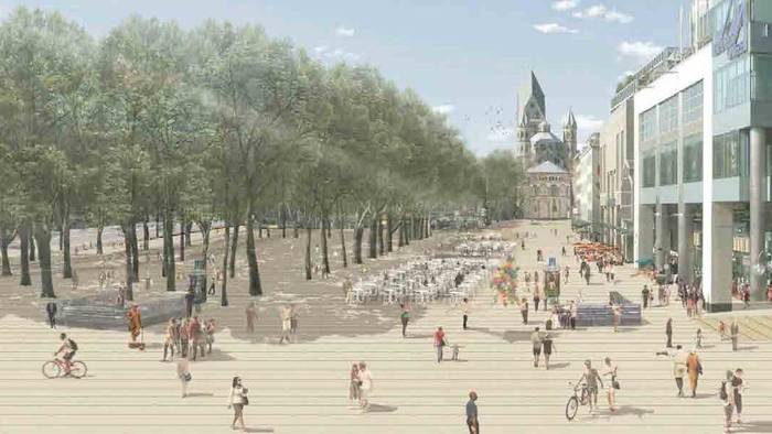 Visualisierung des Konzepts für die Neugestaltung des Neumarkts.