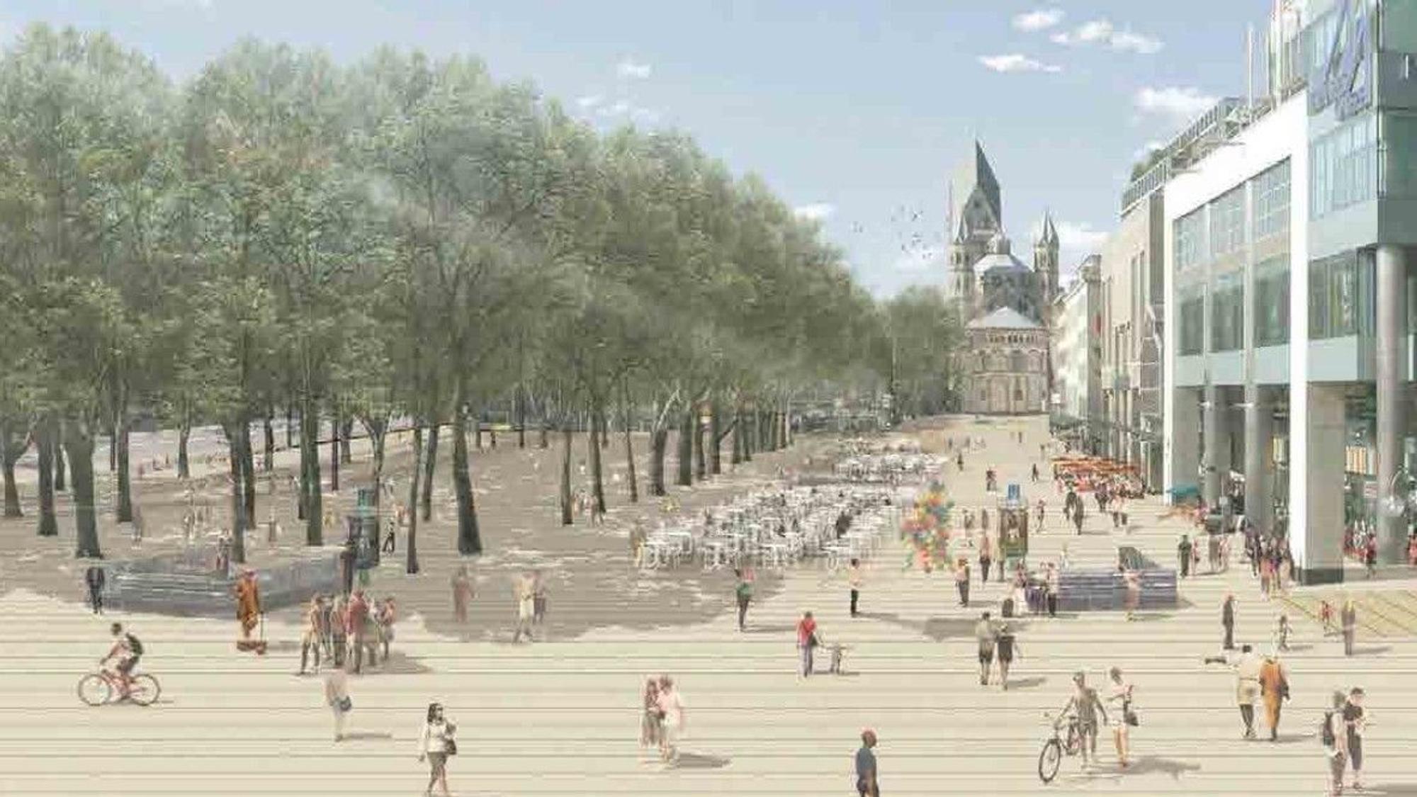 Visualisierung des Konzepts für die Neugestaltung des Neumarkts.