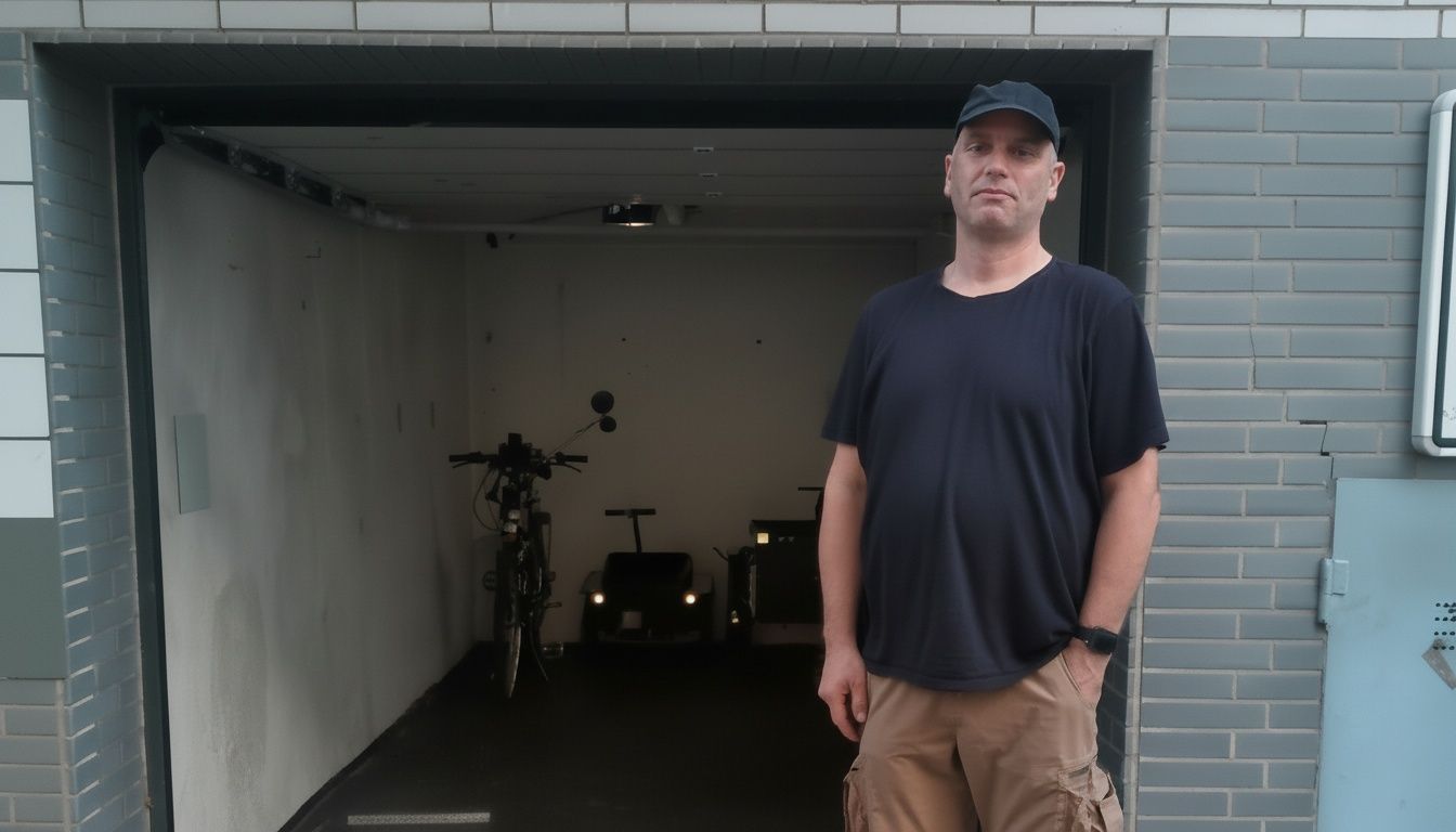 Dennis Johrend aus Köln-Lindenthal vor seiner Garage. Ihm wurden drei besondere Fahrräder gestohlen.