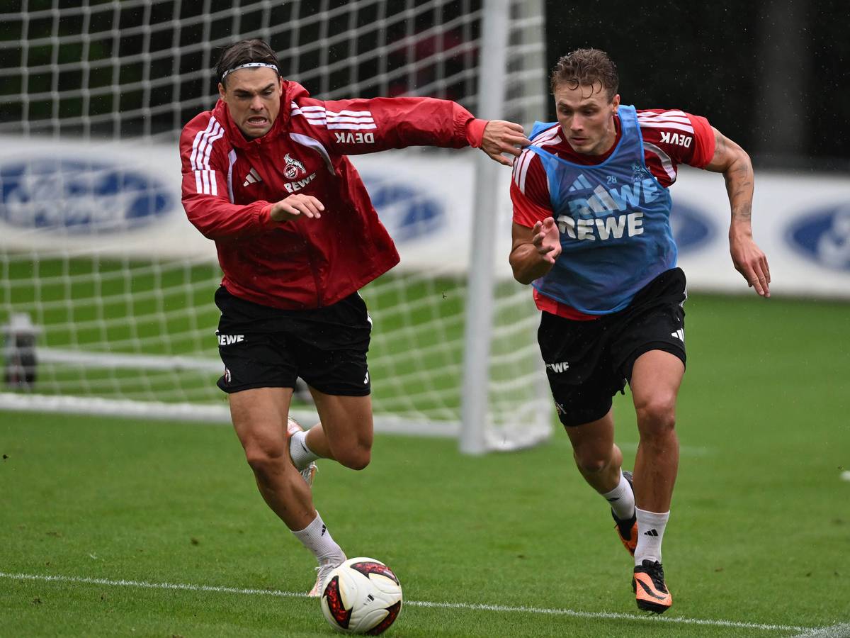 Sebastian Sebulonsen wird im Training von Joel Schmied gejagt.