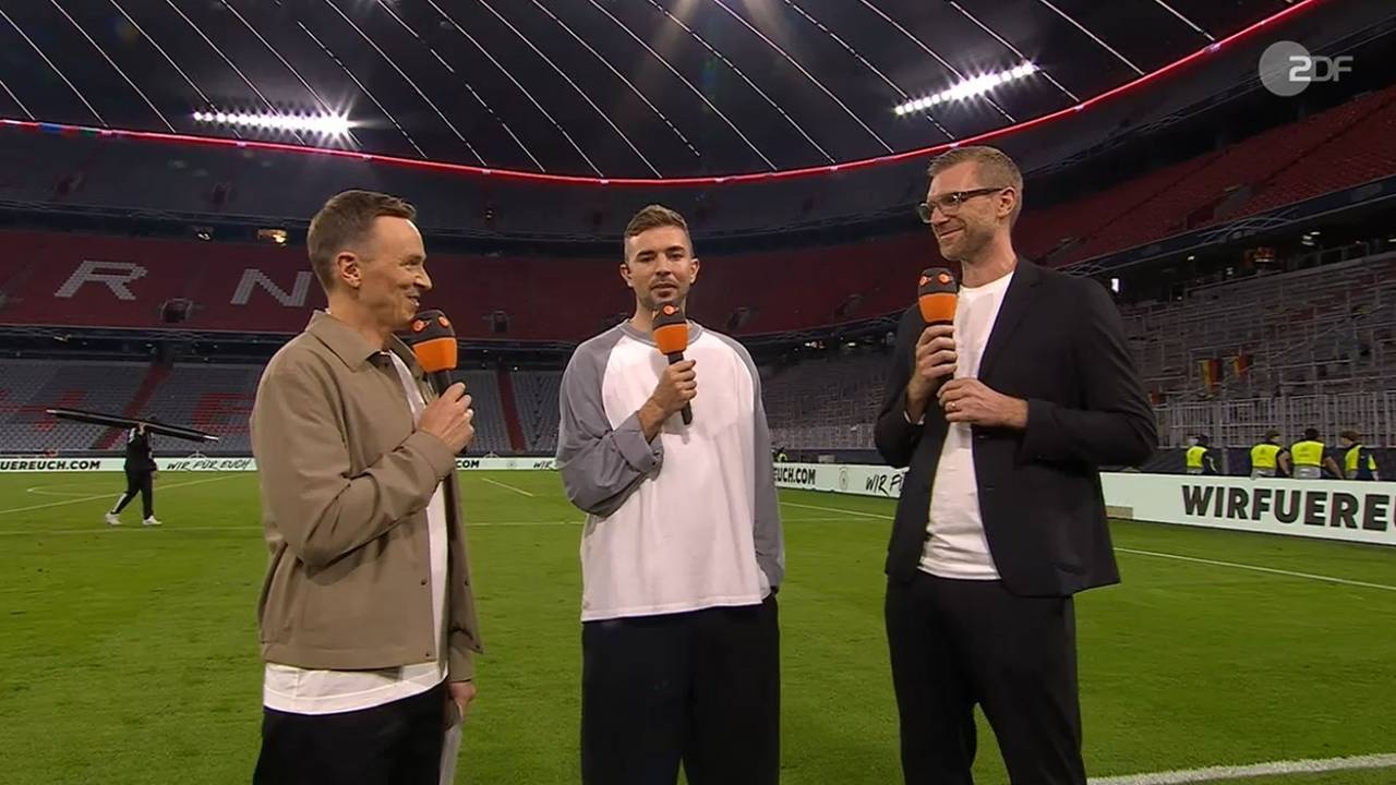 Jochen Breyer, Chris Kramer und Per Mertesacker für das ZDF im Einsatz.