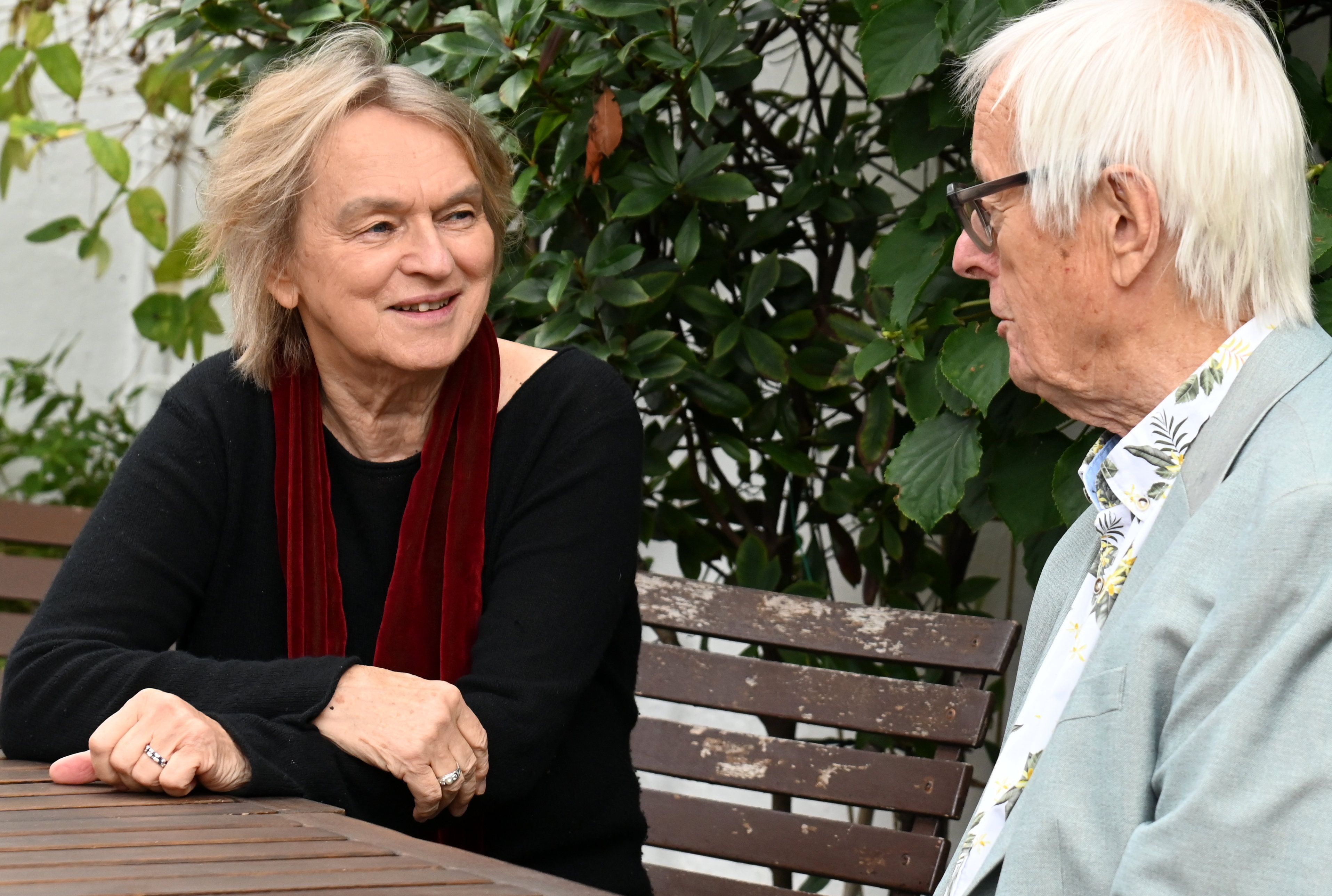 Elke Heidenreich und Reporter Horst Stellmacher (Sonntag-EXPRESS)