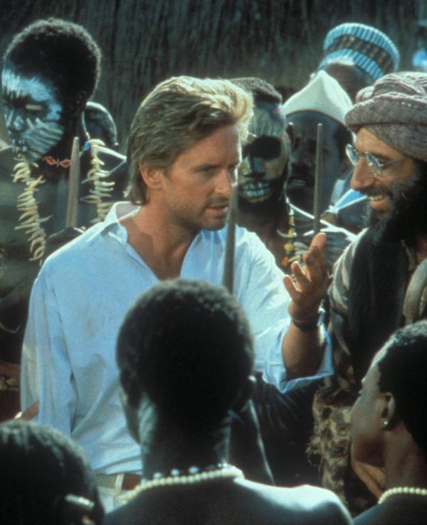 Kathleen Turner und Michael Douglas in „Auf der Jagd nach dem Juwel vom Nil“.