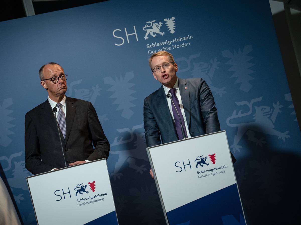 Daniel Günther und Friedrich Merz bei Pressestatement