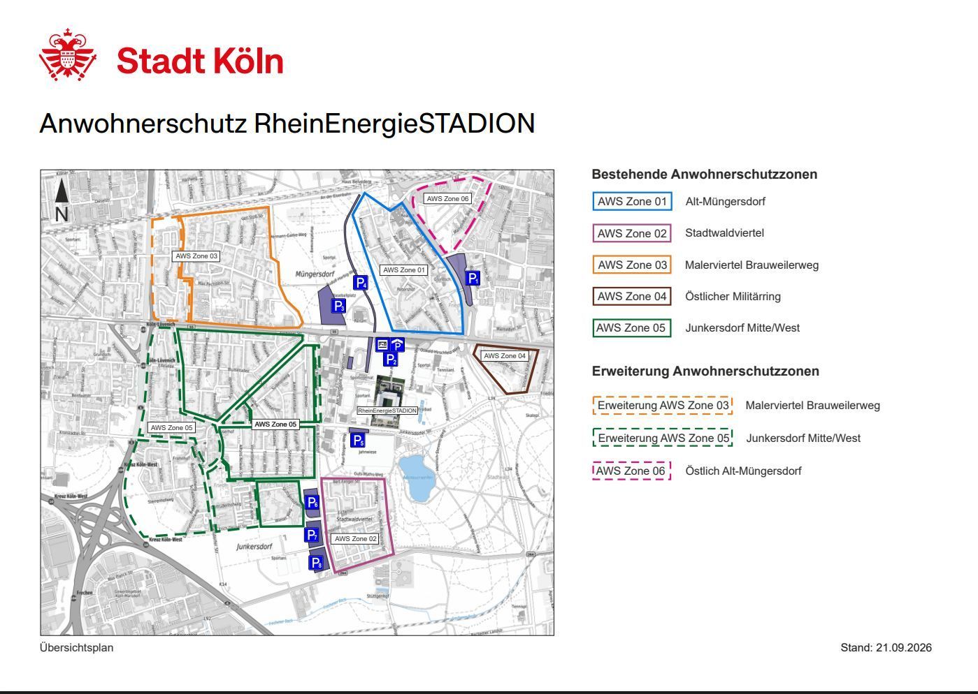Blick auf das Anwohnerschutzkonzept der Stadt bei FC-Spielen.