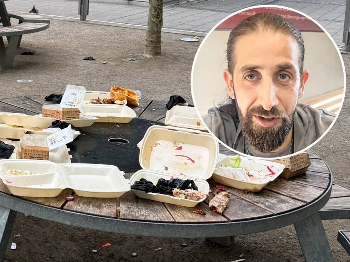 Müll vom „Nhas City Chicken“ auf dem Maus-Platz beim WDR. Omar Nhas entschuldigt sich.