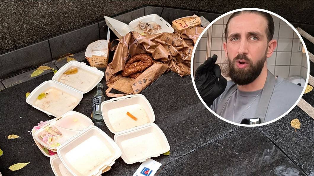 Müll von „Nhas City Chicken“ an der KVB-Haltestelle Apellhofplatz