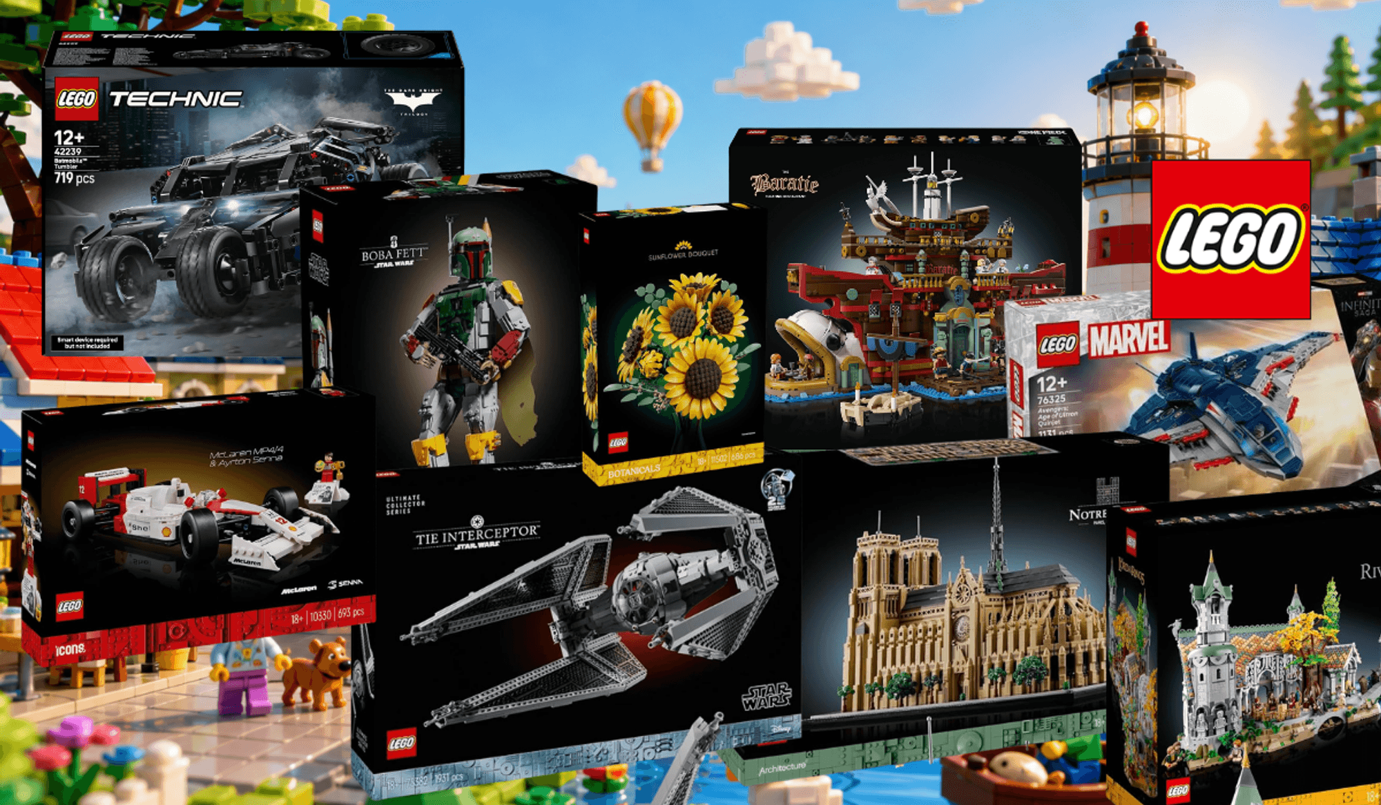 Lego Sets aus den unterschiedlichsten Themenwelten wie Star Wars, City, Marvel, Herr der Ringe, Batman, Architecture und mehr.