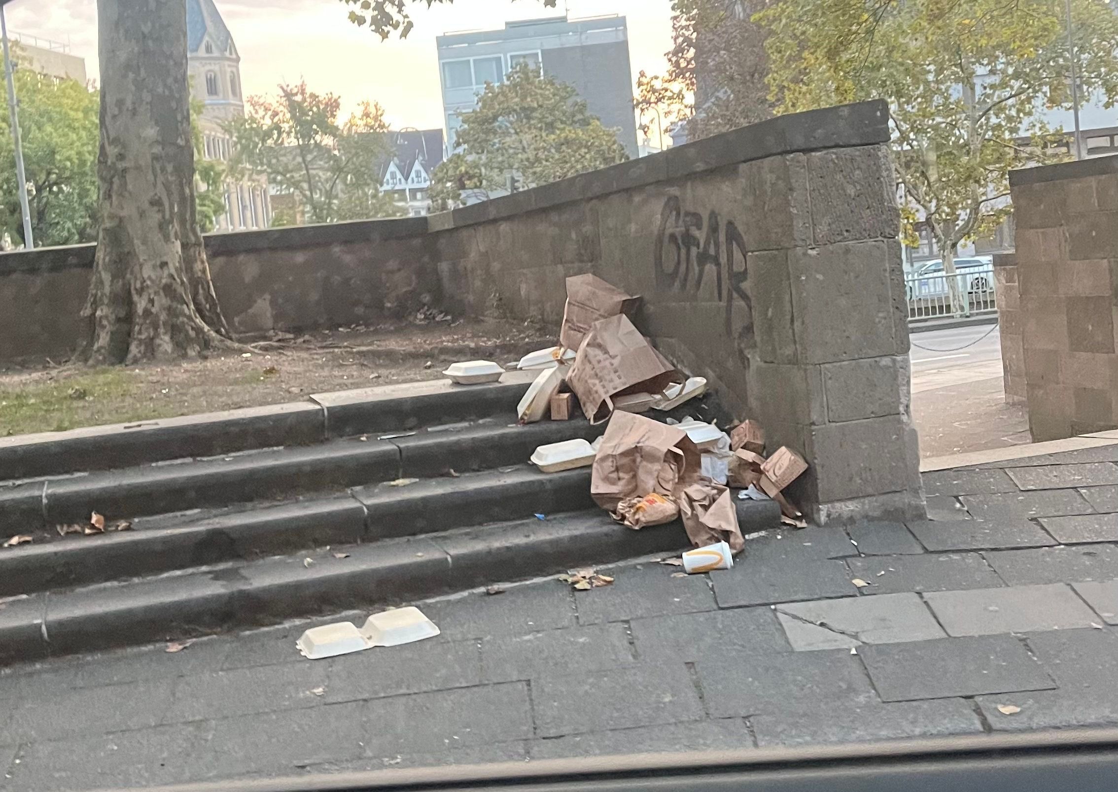 Auch in diesem Bereich liegt Müll von „Nhas City Chicken“.