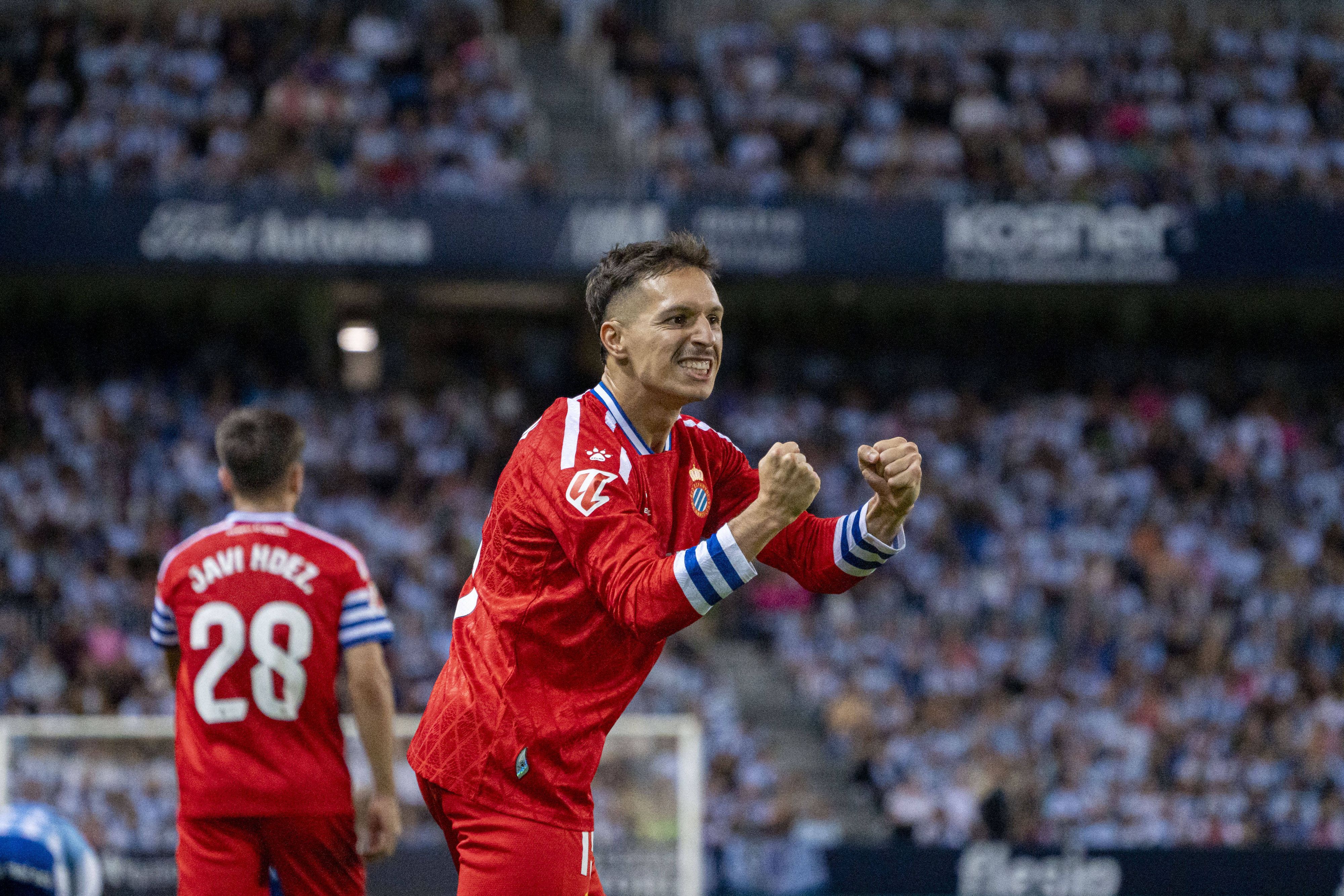 Torjubel von Bryan Zaragoza für Espanyol Barcelona.