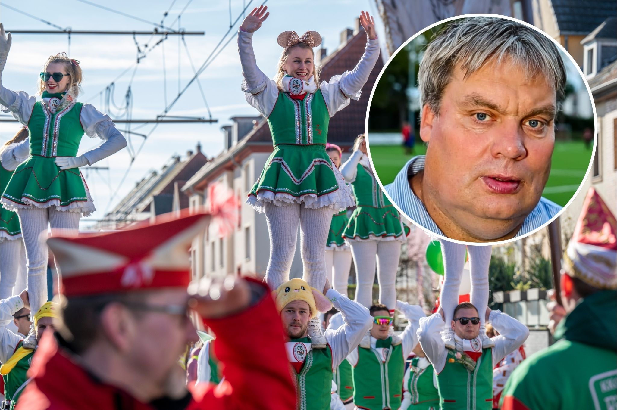 Teilnehmer beim Karnevalszug am Veilchendienstag 2024 in Köln-Zollstock. Der Vorsitzende der Freunde des Zollstocker Dienstagszuges, Michael Siegenbruck, erklärt die Gründe für die Absage.