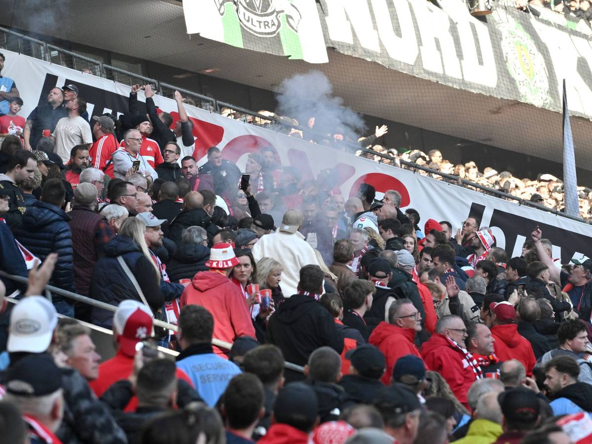 Bengalos und Leuchtraketen der Gladbacher Ultras landeten beim Derby am 11. Oktober 2026 im Zuschauerblock der Kölner.