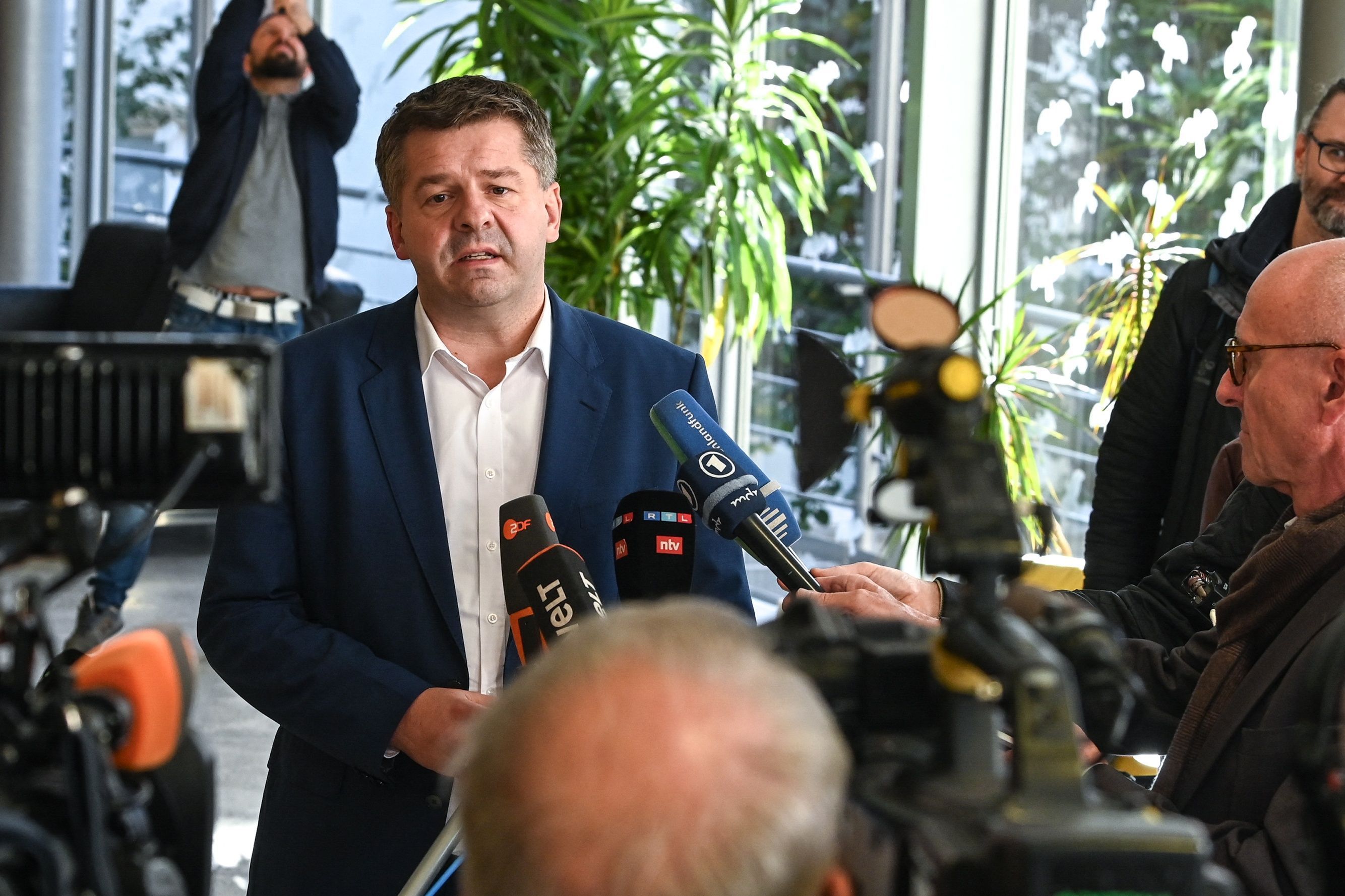 Sven Schulze, CDU-Fraktionsvorsitzender und Ministerpräsident von Sachsen-Anhalt, nach der Fraktionsversammlung der CDU‑Landtagsfraktion.