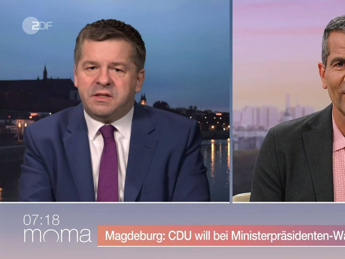 Mitri Sirin (rechts) sprach im ZDF-“Morgenmagazin“ mit Sachsen Anhalts Ministerpräsident Sven Schulze. (Bild: ZDF)