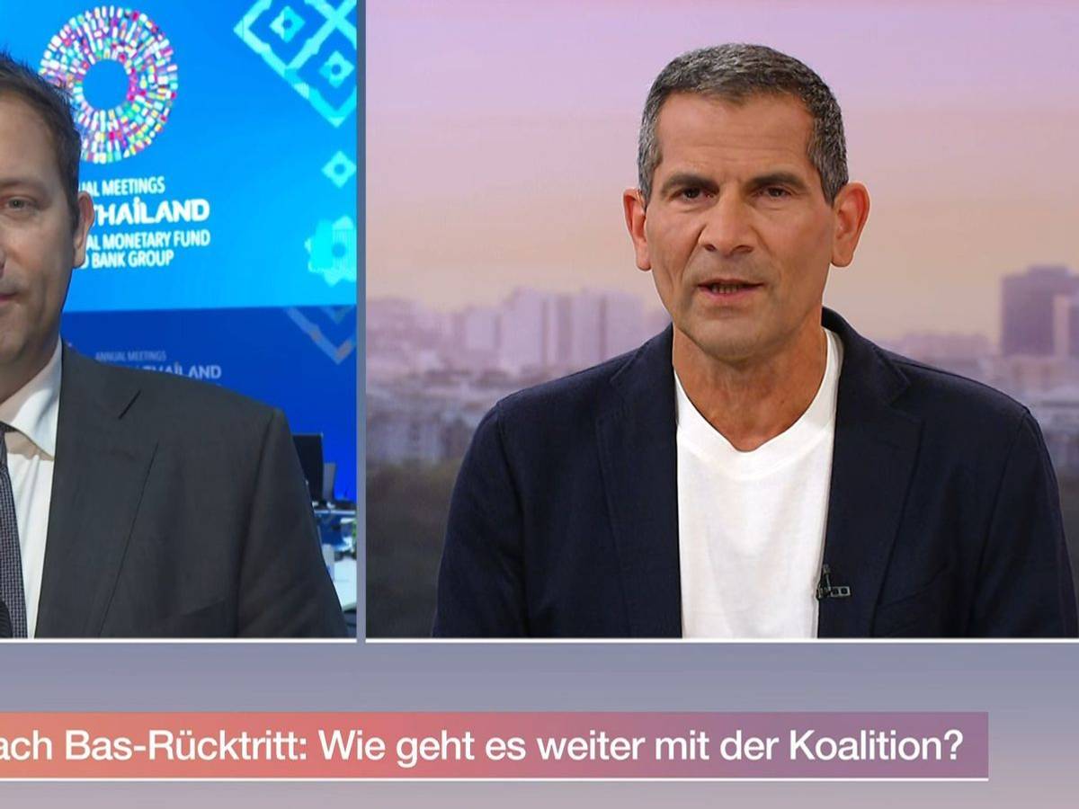 Moma-Moderator Mitri Sirin (rechts) sprach mit SPD-Chef und Vizekanzler Lars Klingbeil, der aus Bangkok zugeschaltet war. (Bild: ZDF)