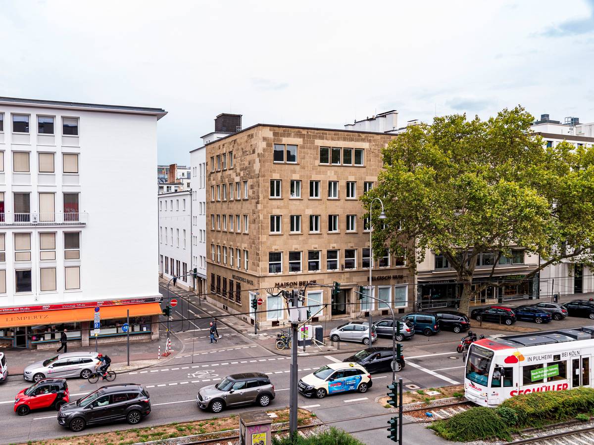 Blick auf das Interim des Römisch-Germanischen Museums im Belgischen Haus am Neumarkt.