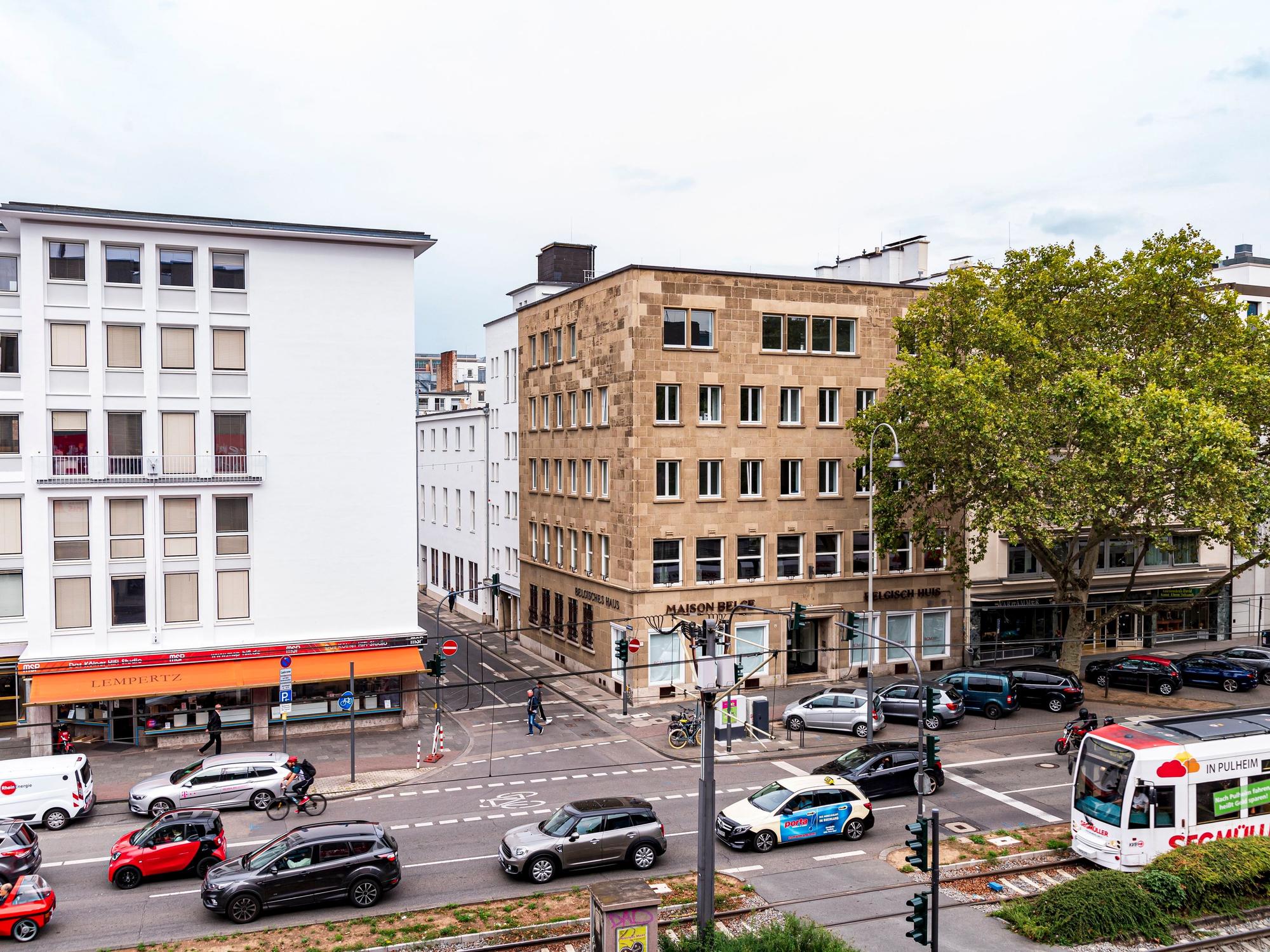Blick auf das Interim des Römisch-Germanischen Museums im Belgischen Haus am Neumarkt.