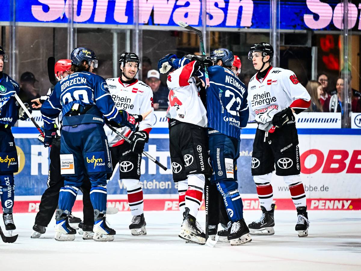 Uneinigkeiten bei den Spielern der Kölner Haie und der Iserlohn Roosters.