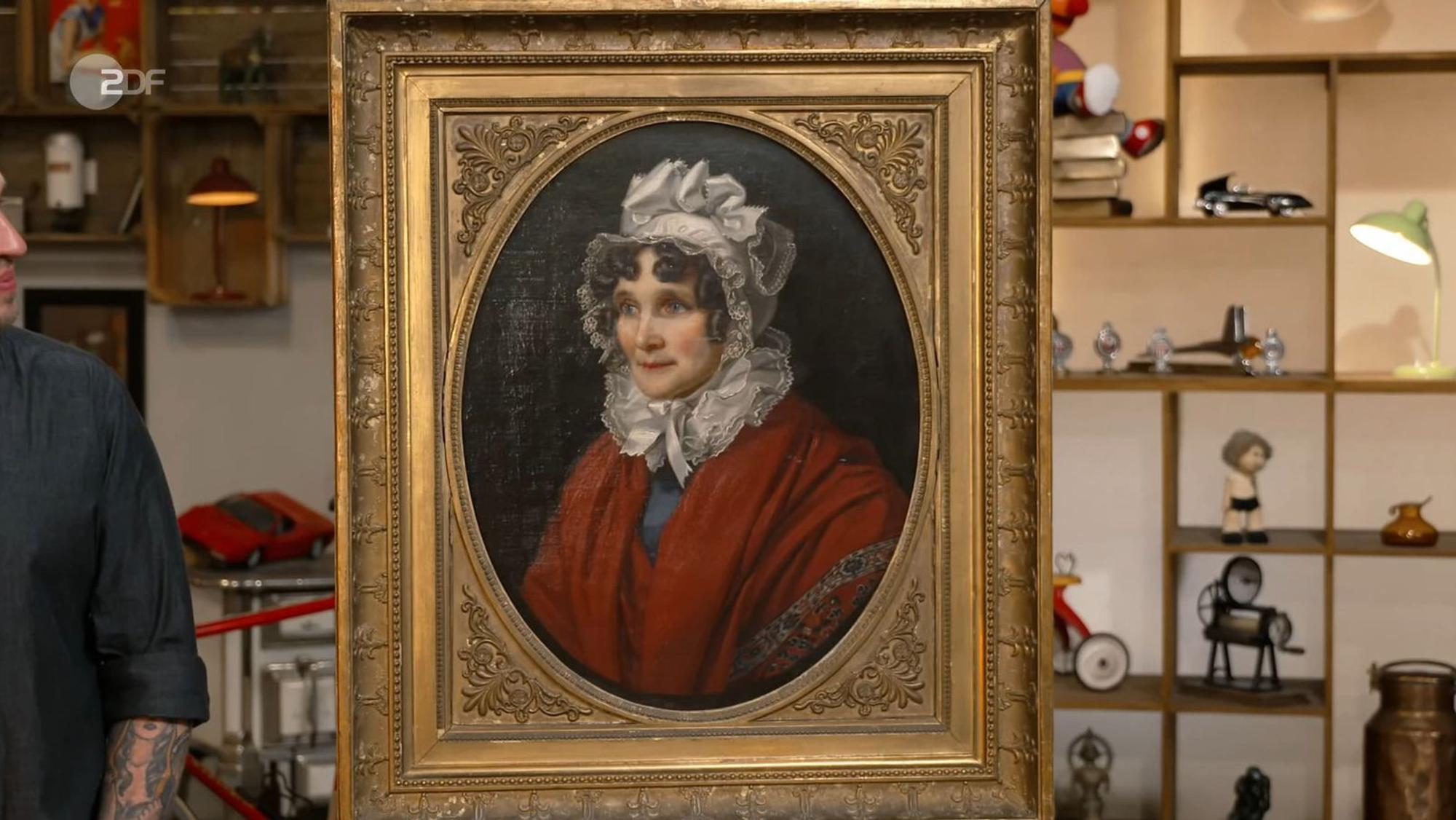 Was außerdem verkauft wurde: das Porträt der Schwiegermutter von Joseph Karl Stieler aus der Zeit zwischen 1820 und 1830 mit einem Wert von 9.000 bis 11.000 Euro. Für 4.600 Euro bekamen Wolfgang Pauritsch und Julian Schmitz-Avila den Zuschlag, die sich beim Kauf zusammenschlossen.
(Bild: ZDF)