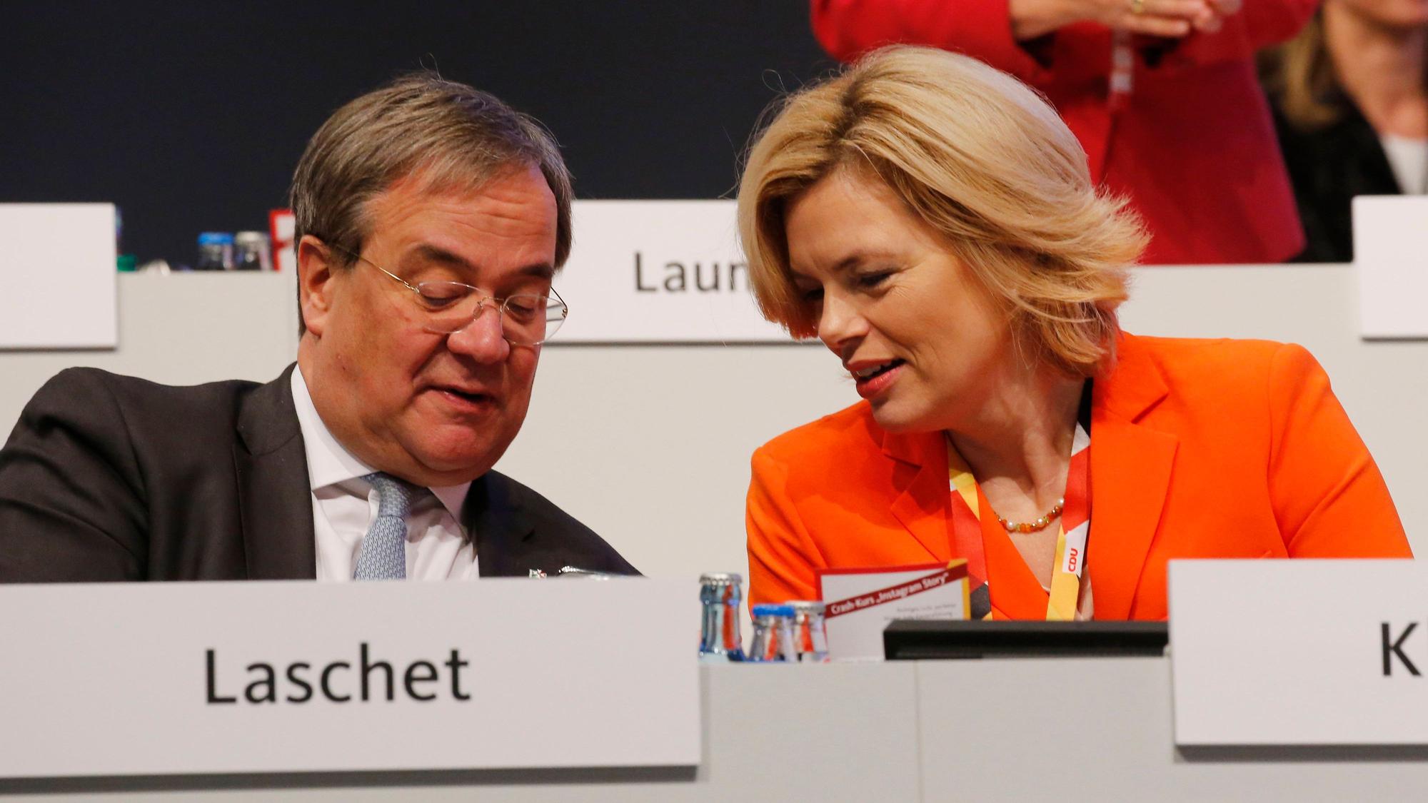Julia Klöckner und Armin Laschet auf einem Parteitag