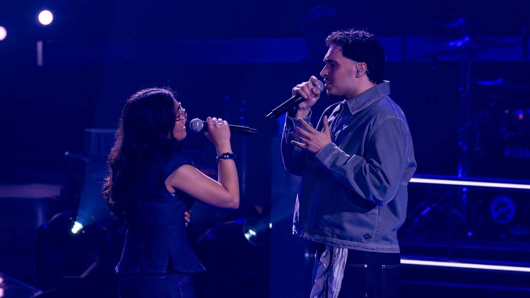 Aylin Basar und Diogo Rosa gelang bei „The Voice of Germany“ ein Battle voller großer Gefühle. (Bild: Joyn / Richard Hübner)