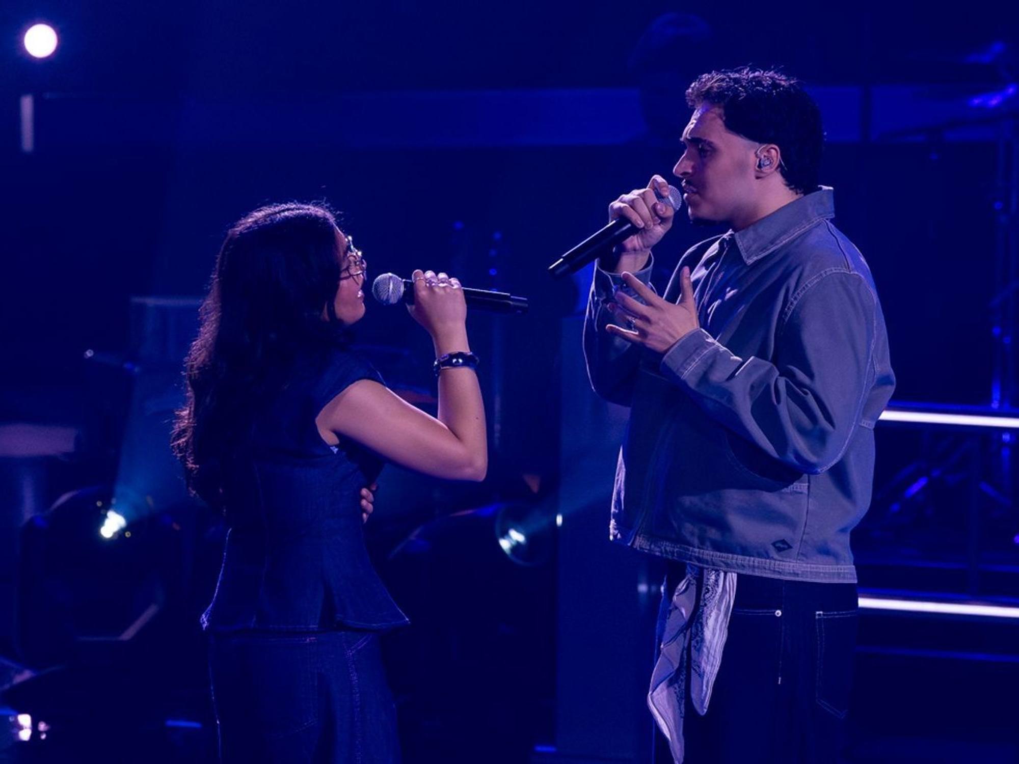 Aylin Basar und Diogo Rosa gelang bei „The Voice of Germany“ ein Battle voller großer Gefühle. (Bild: Joyn / Richard Hübner)