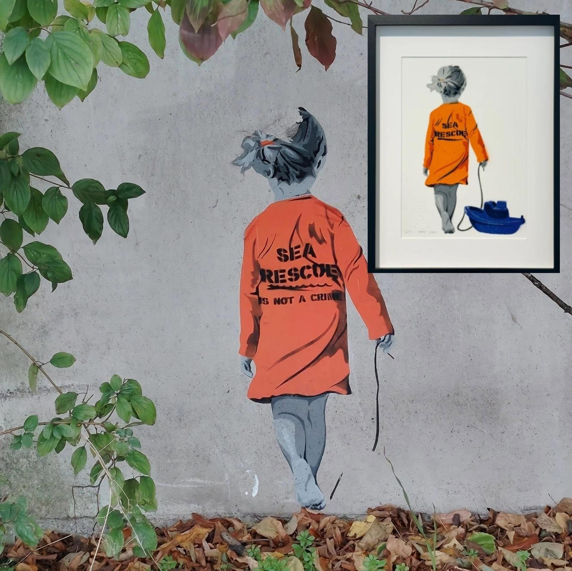 Das Street Art an der Kölner Brücke in Niehl. Rechts das Original des Kölner Künstlers Tim Ossege.