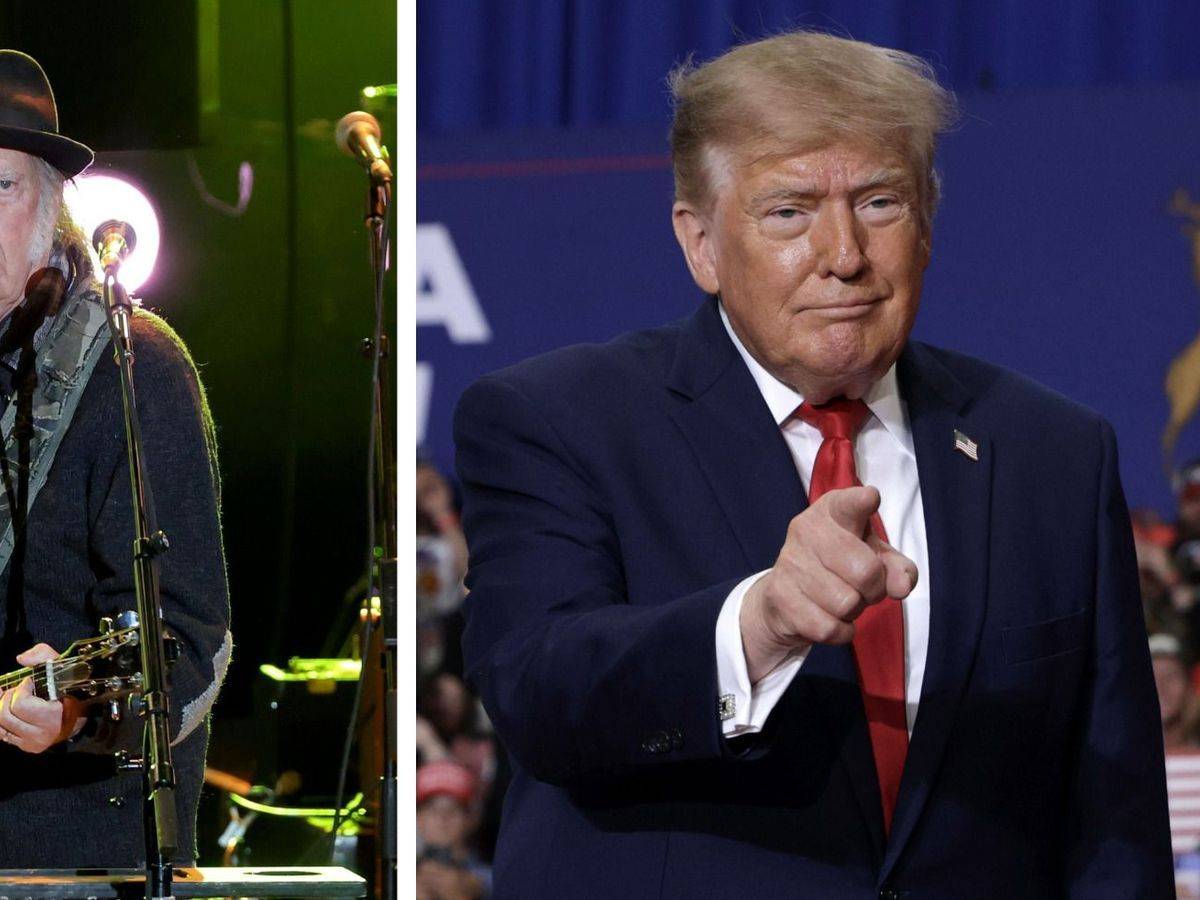 Neil Young (links) hat Klage gegen das Wahlkampfkomitee von US-Präsident Donald Trump eingereicht. (Bild: Getty Images / Winter / Wong (Collage))