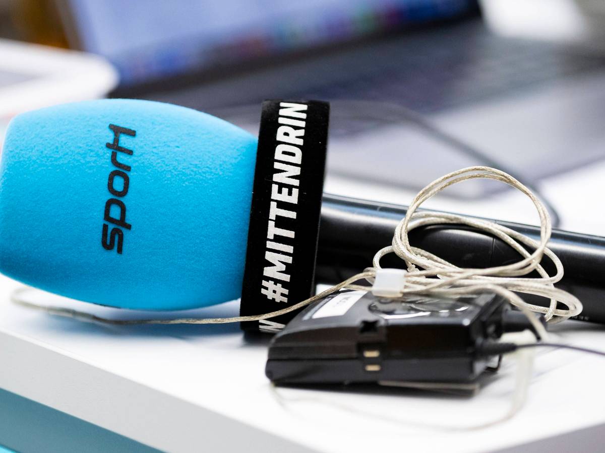 Ein Mikrofon des TV-Senders Sport1.